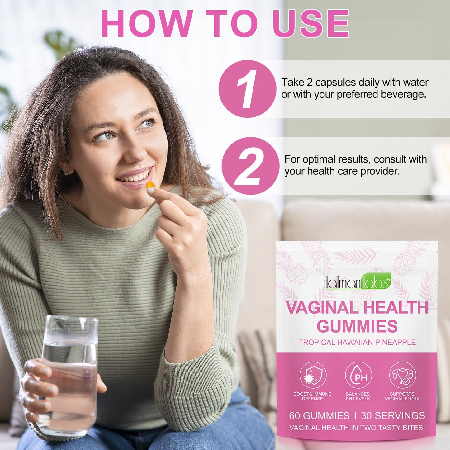 NenMaoKeNu Vaginal Probiotics Health Gummies, 60-count