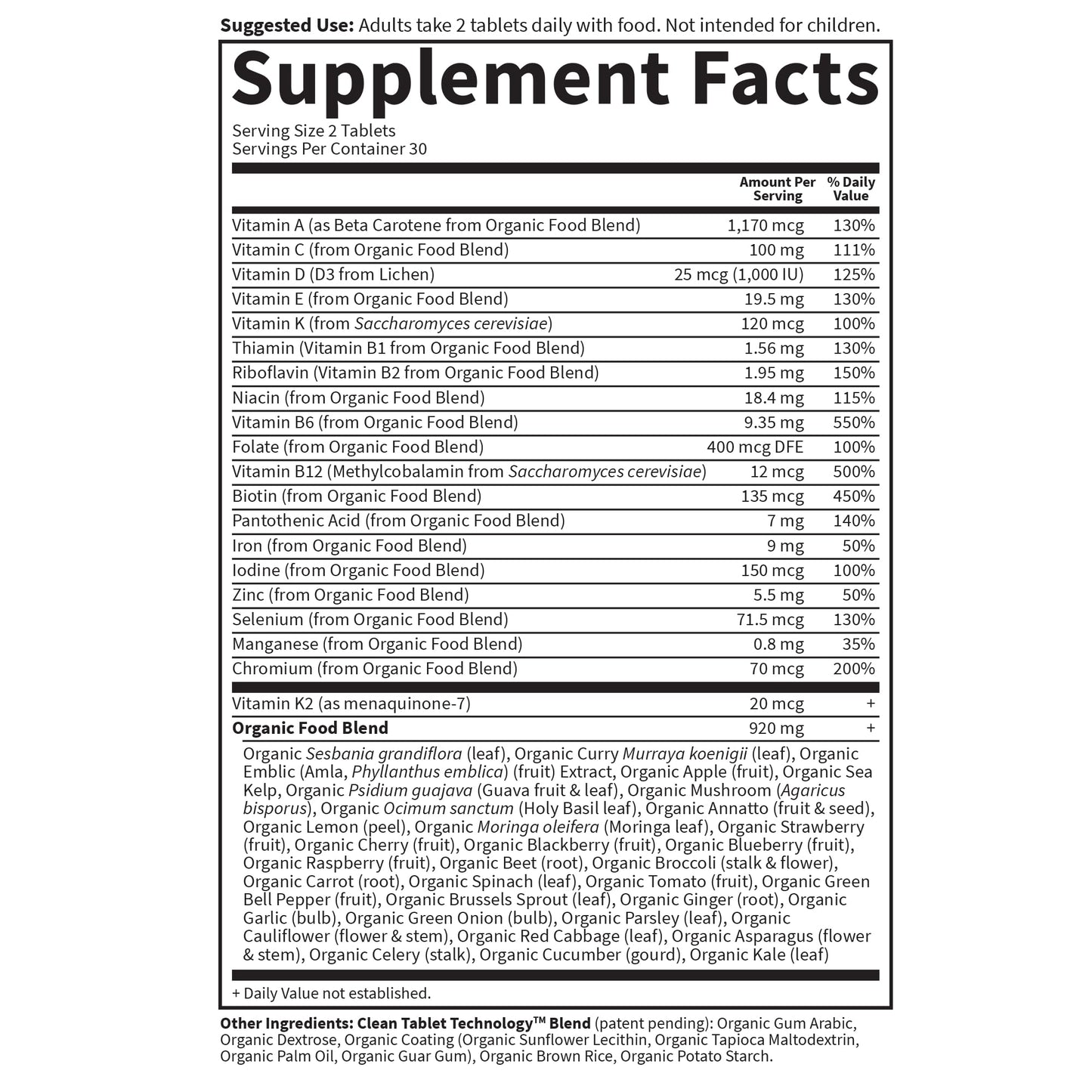 Garden of Life Organics Women's Multivitamin with Vitamin C, D3, Folate, B12, Biotin & Iron, 60 Tablets