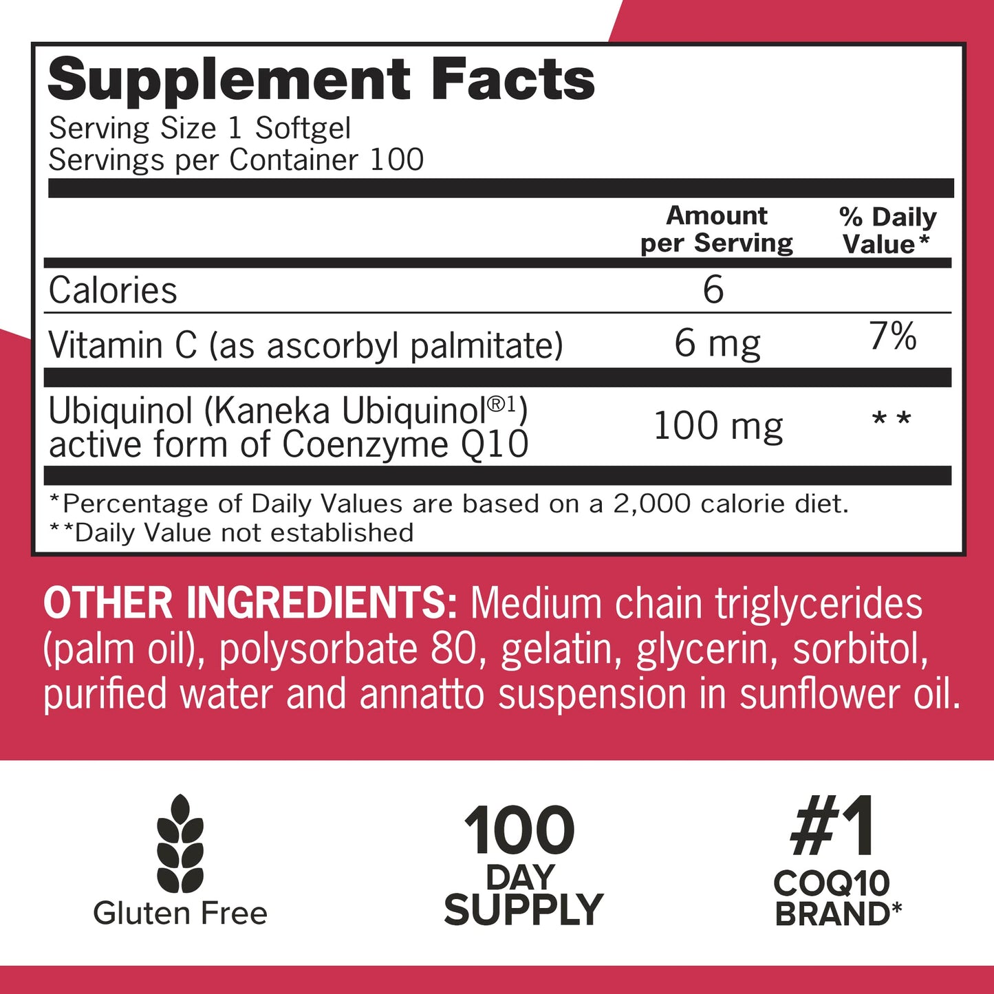 Qunol Mega Ubiquinol 100mg CoQ10 Softgel, 100 Count