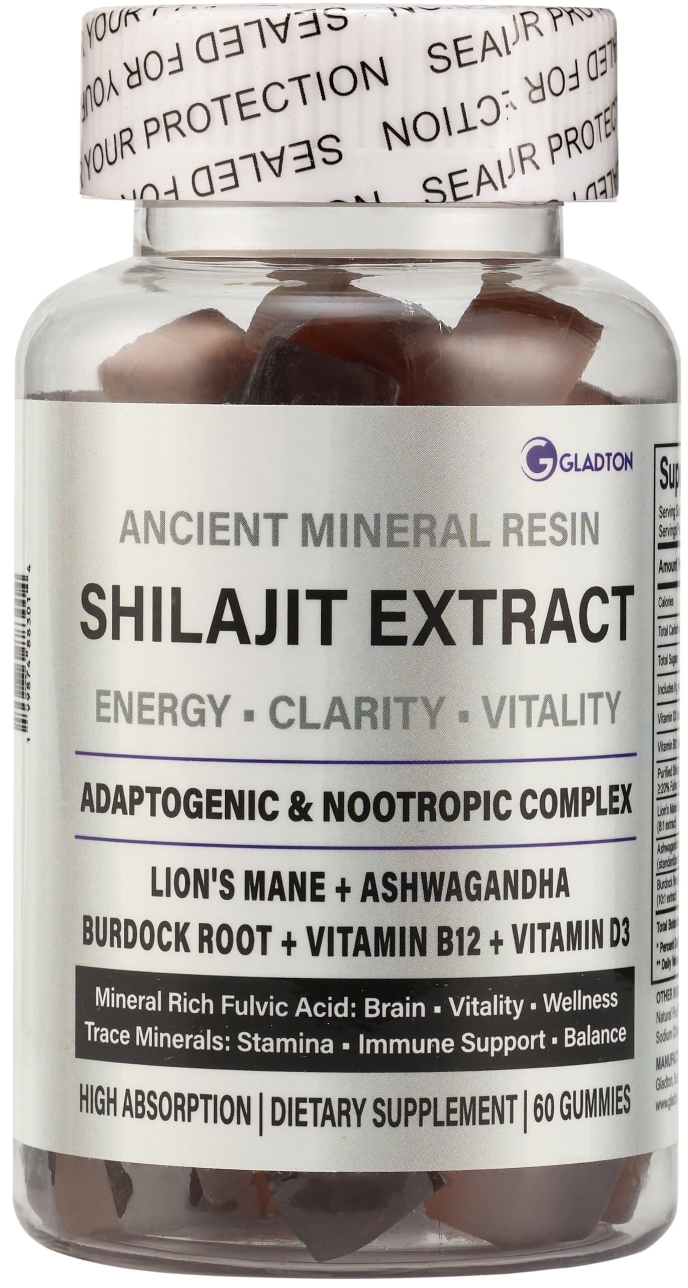 GLADTON Shilajit Gummies 60 Count