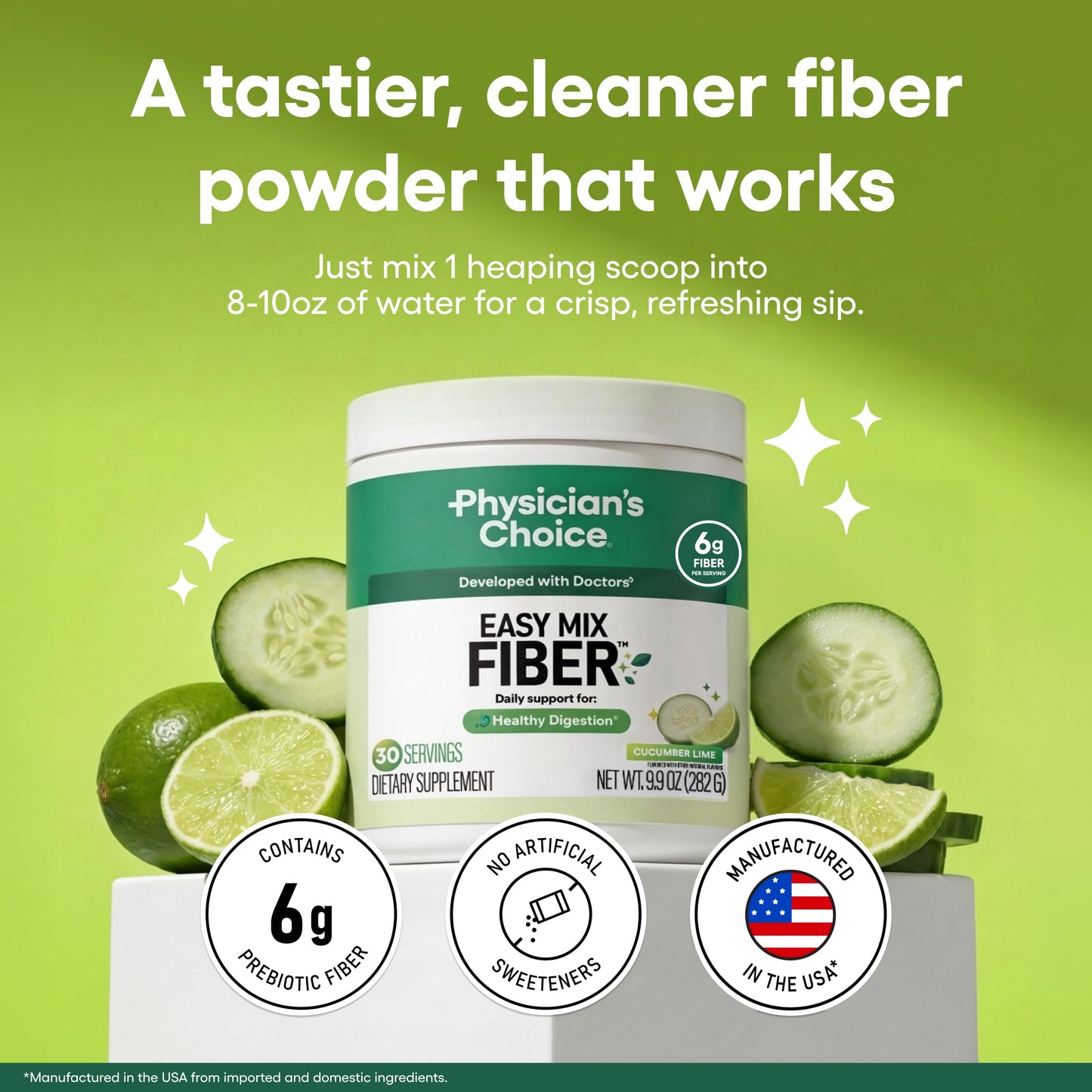 Physician's CHOICE Easy Mix Fiber Powder for GLP-1 Support, 30 Servings