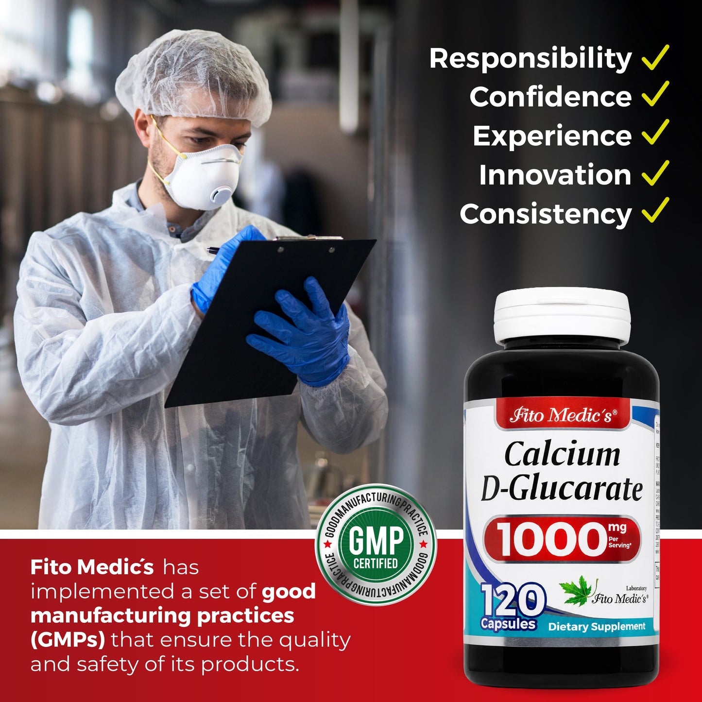 FITO MEDIC'S Calcium d-glucarate 1000mg Capsule, 120 Count