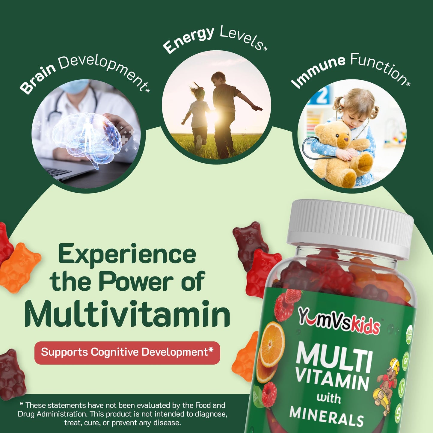 YUM-V'S Kids Multivitamin Gummies 120 Count