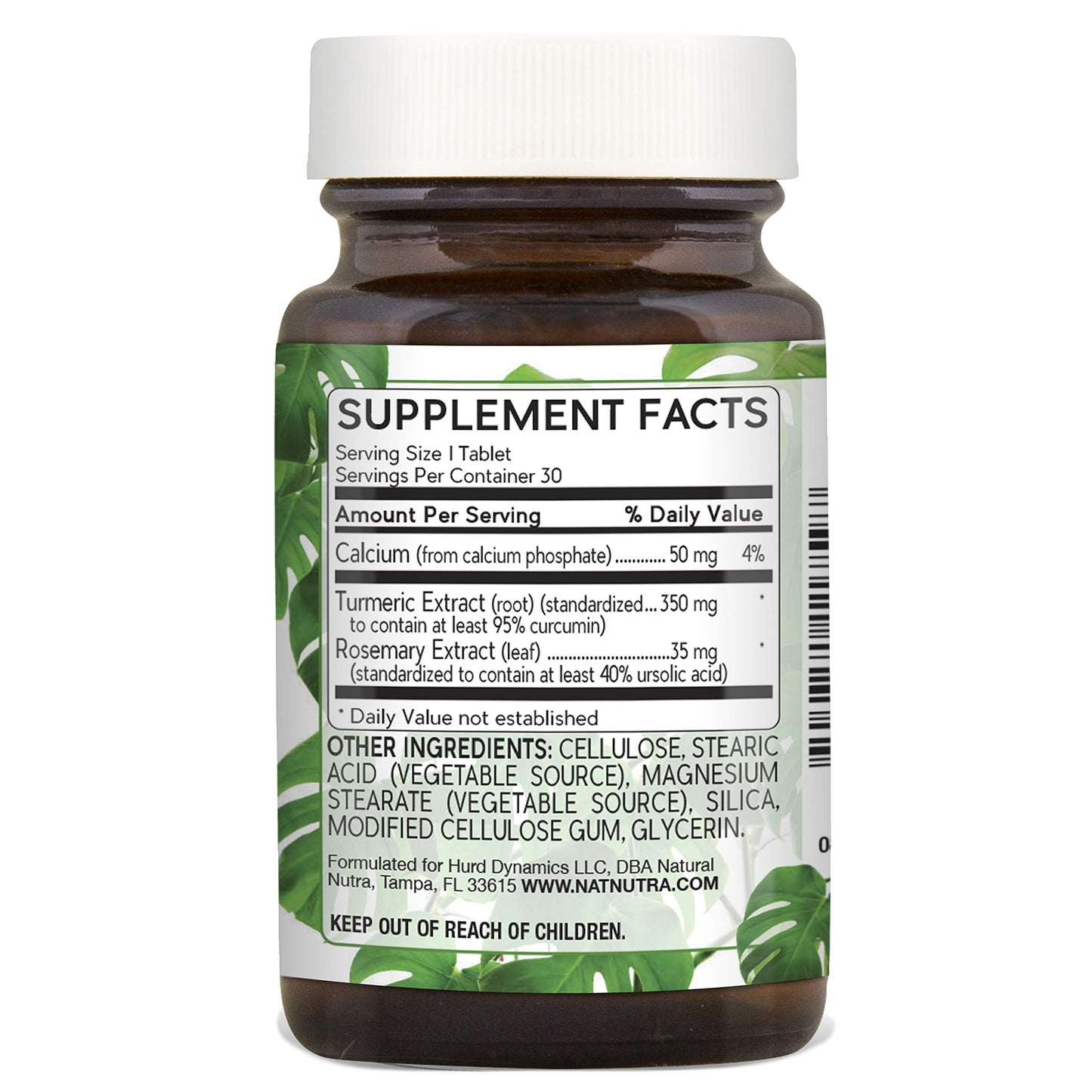 Natural Nutra Turmeric Curcumin with 95% Curcuminoids Extract, Rosemary, 350 mg, Tablets, 30 Count