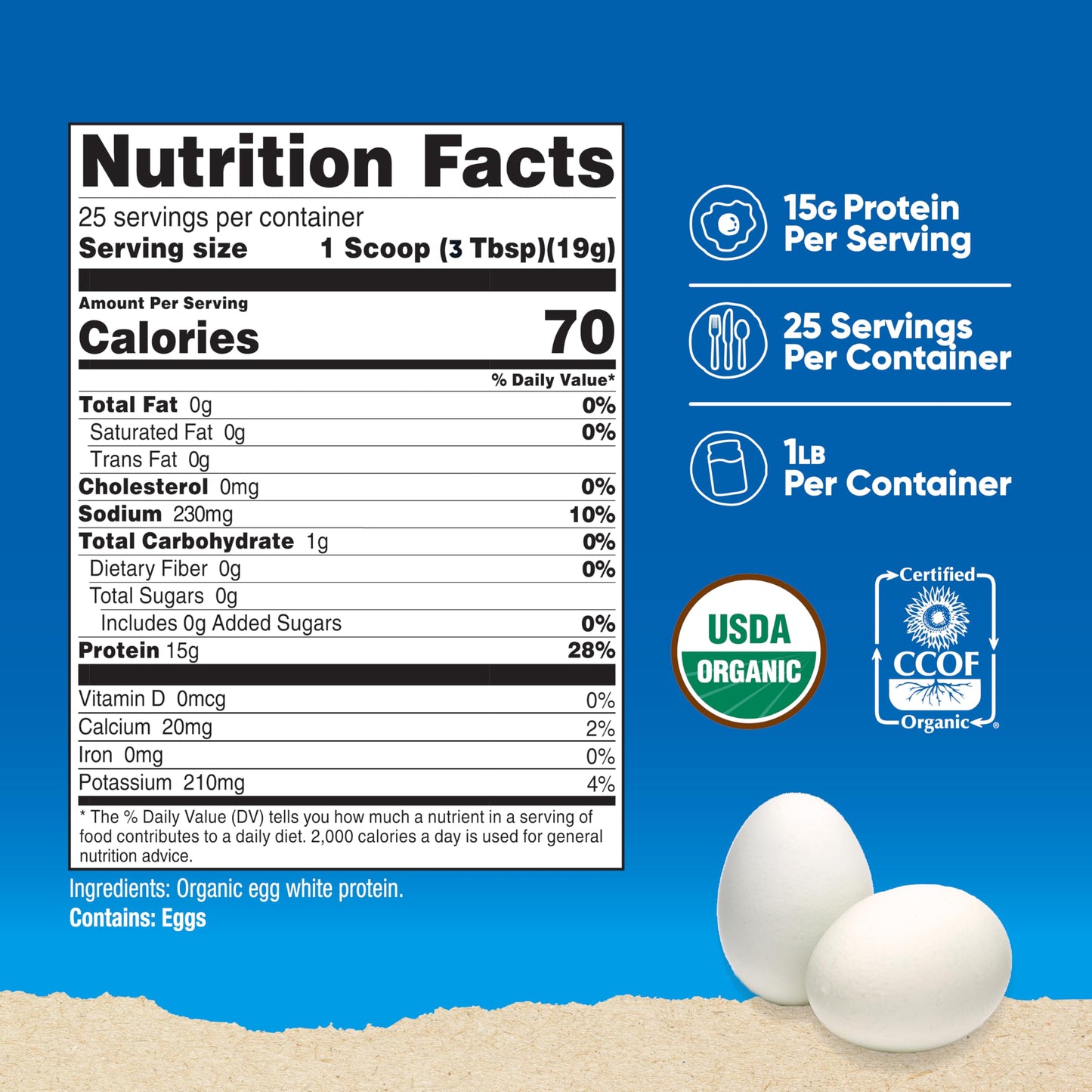 Nutricost Organic Egg White Protein Powder 16.2 oz
