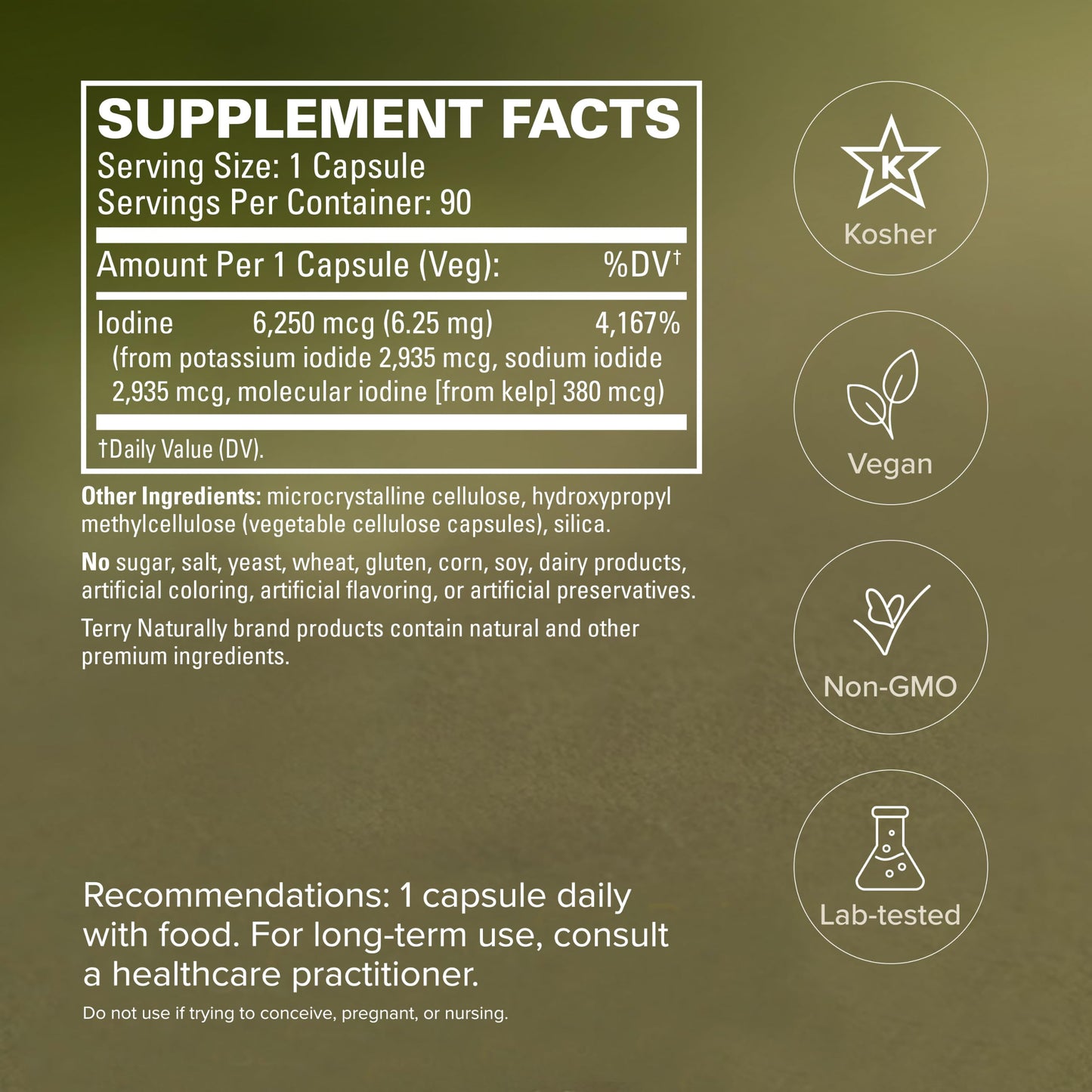 Terry Naturally Tri-Iodine 6.25mg Capsules, 90 Count