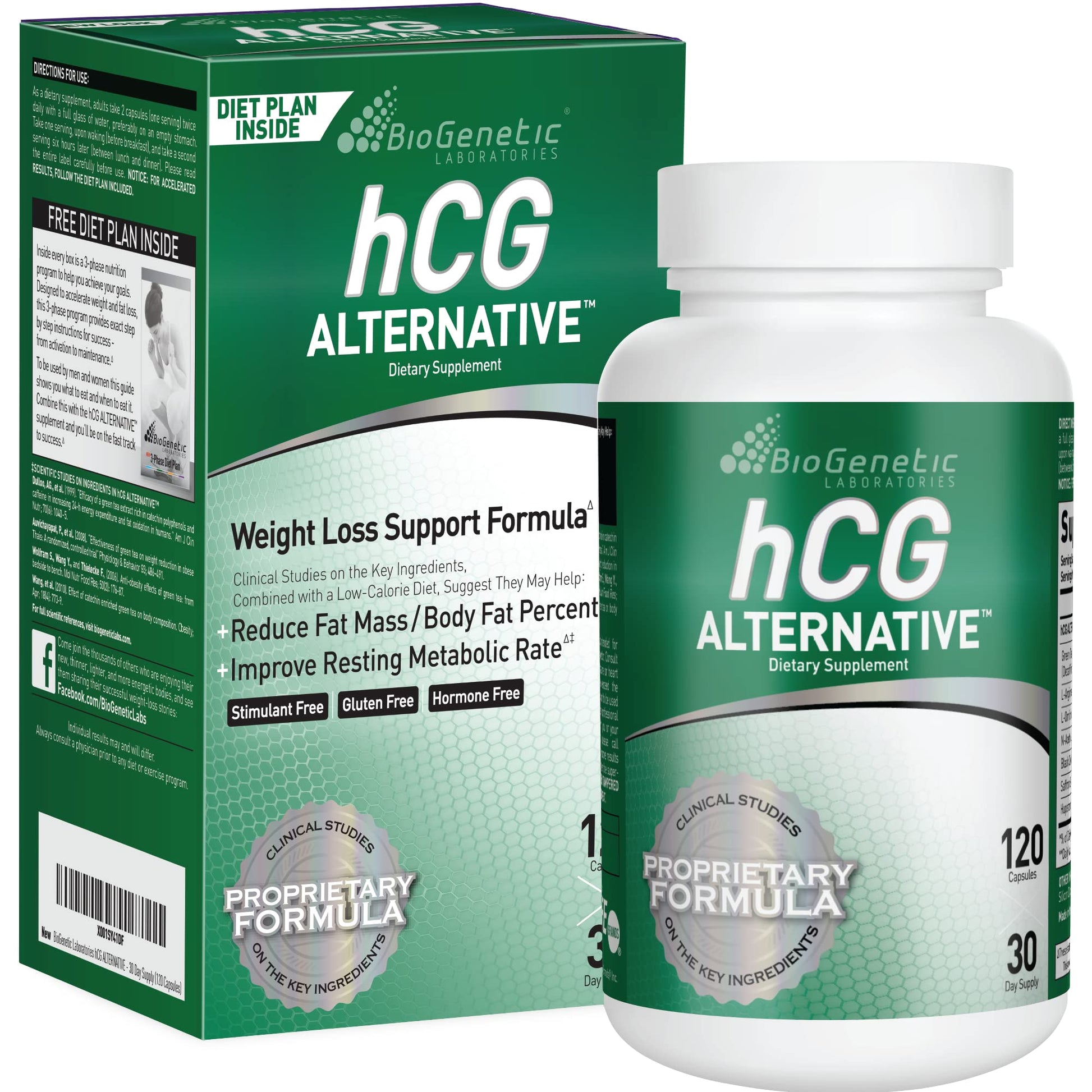 BioGenetic Laboratories hCG Alternative Weight Loss Pills and Fat Burner Capsules, 120 Count