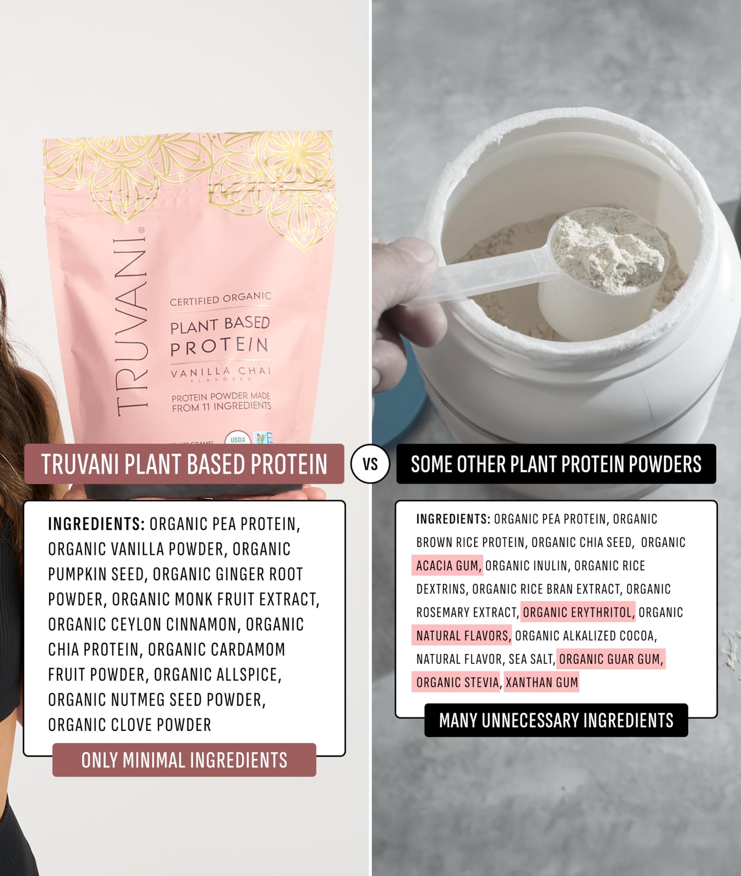 Truvani Vegan Pea Protein Powder Vanilla Chai, 20 Servings