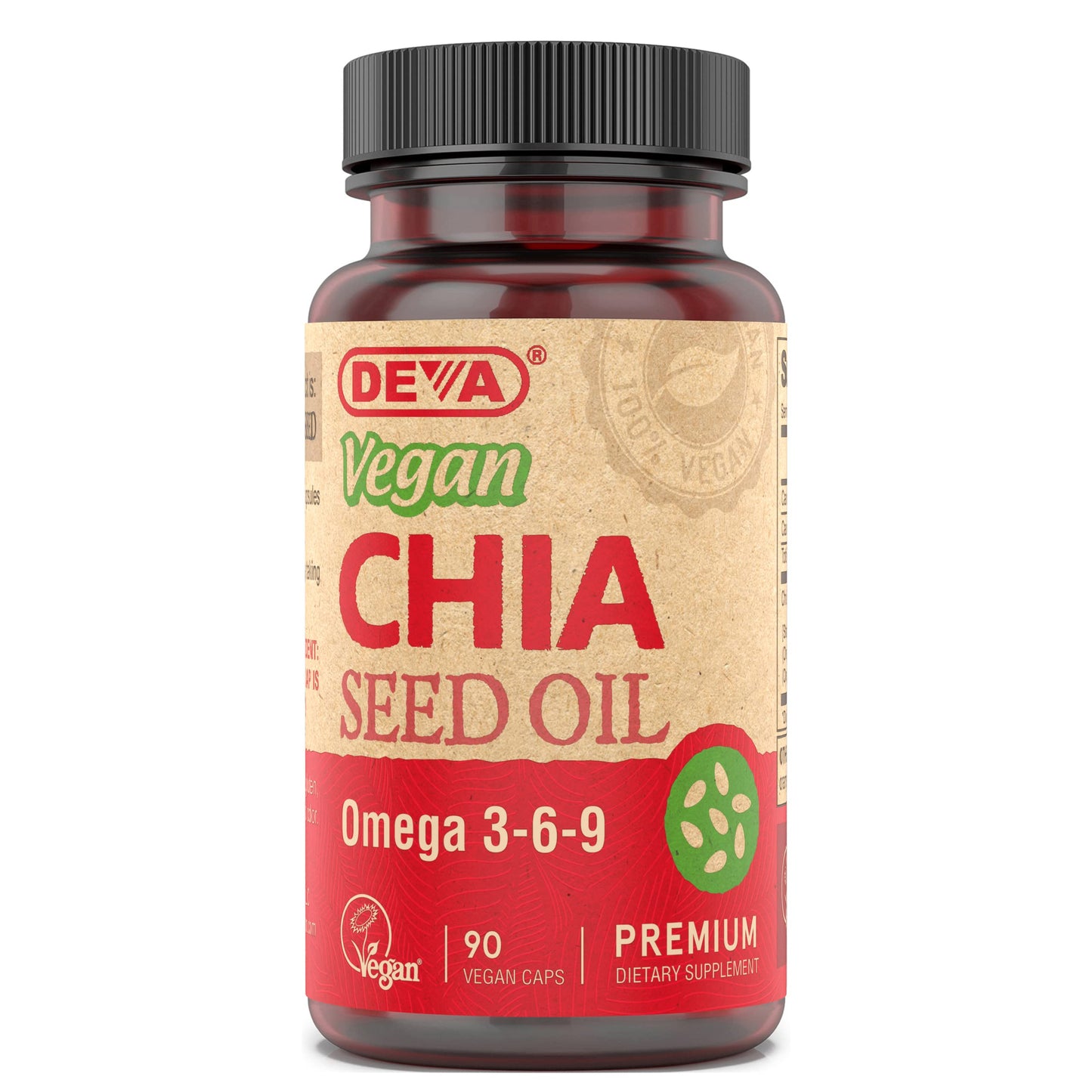 DEVA Vegan Vitamins Chia Seed Oil Capsules, 90 Capsules