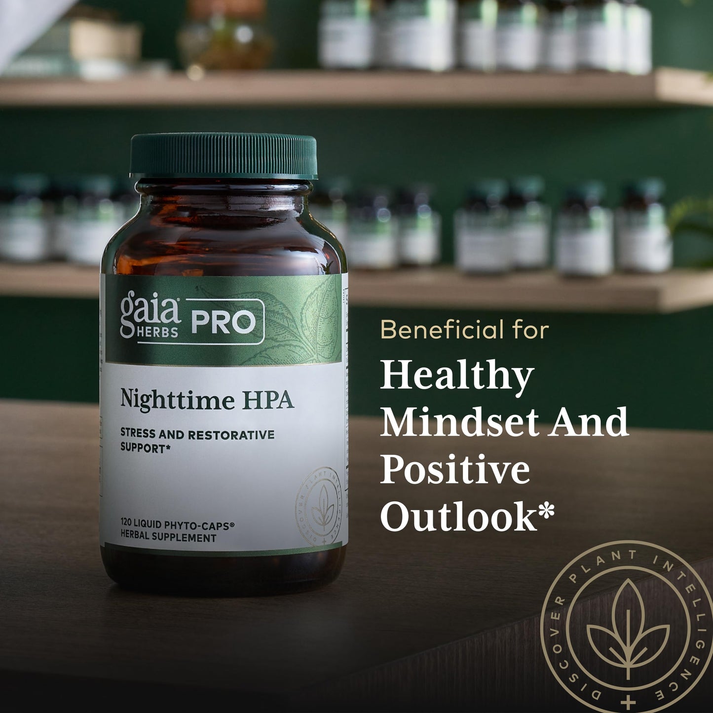 Gaia Herbs Pro Nighttime HPA Restorative & Healthy Sleep Support Supplement with Ashwagandha Root Extract & Cordyceps Mushroom Capsules, 120 Count