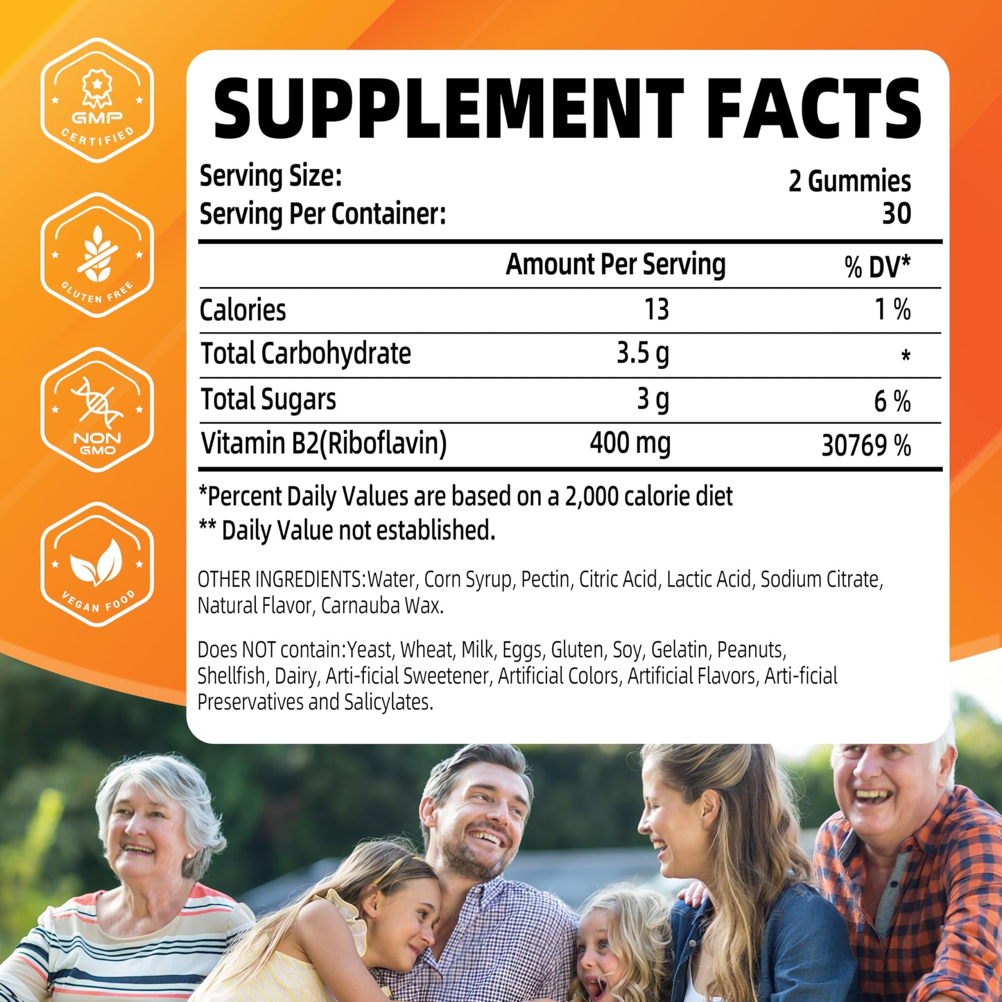 Joywiit Vitamin B2 Gummies, Riboflavin 400mg, 120 Gummies