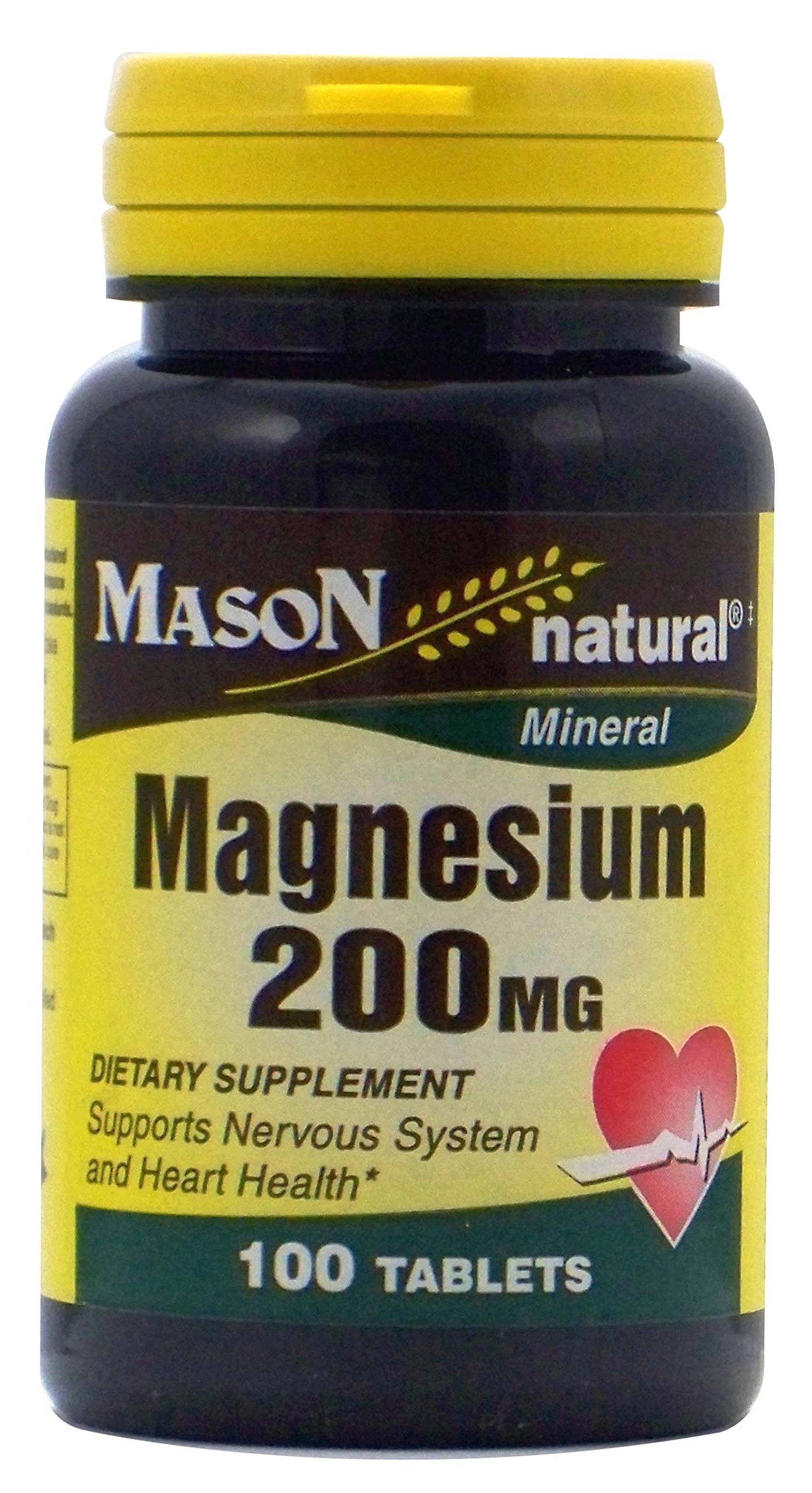 Mason Natural Magnesium 200 mg Tablets, 100 Count