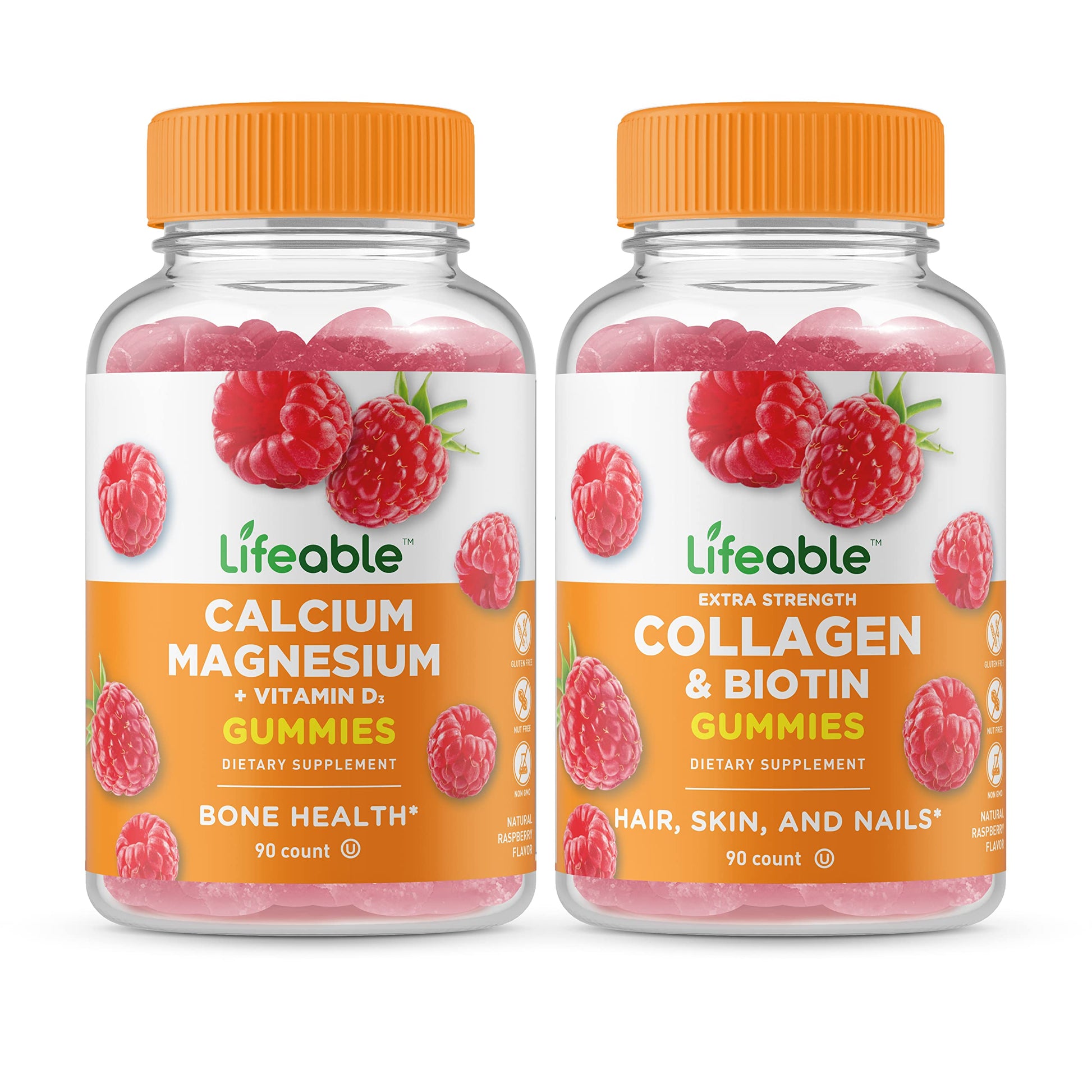 Lifeable Calcium Magnesium + Collagen & Biotin Gummies, 180 Count