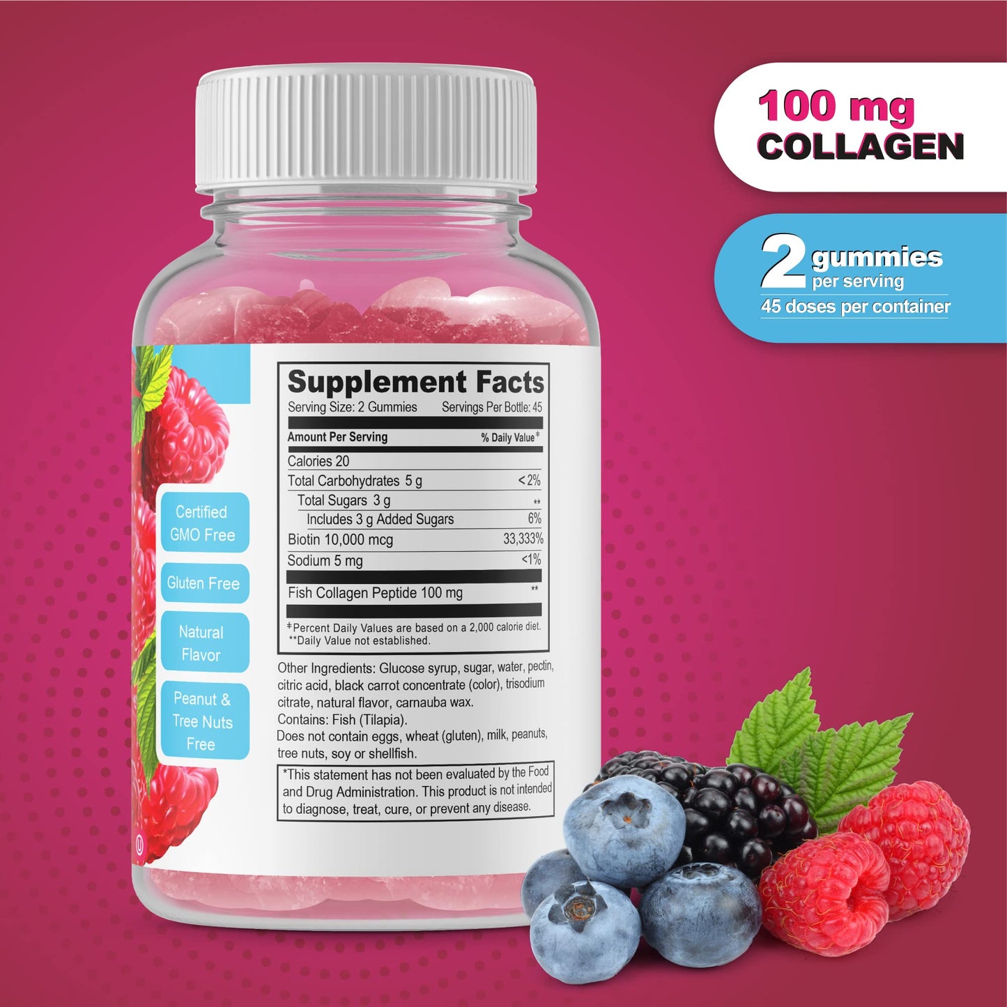 DOCTORS FINEST Collagen and Biotin 10000mcg Gummies, 90 Gummies