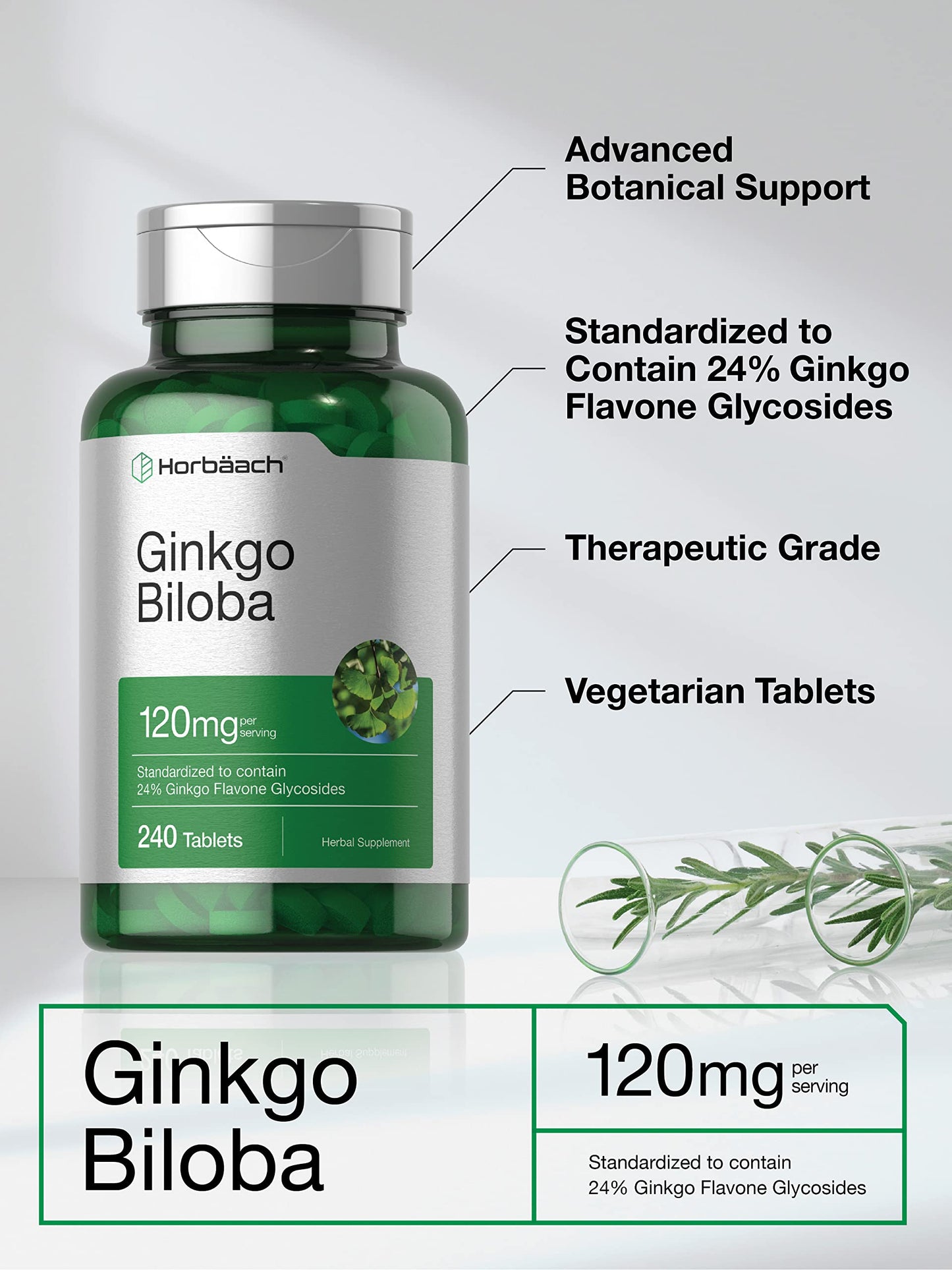 Horbäach Ginkgo Biloba Supplement Tablet 240 Tablets