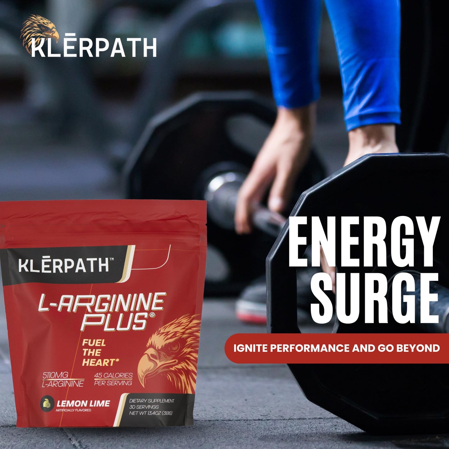 Klerpath L-Arginine Plus & L-Citrulline Pre Workout Powder 13.4 oz