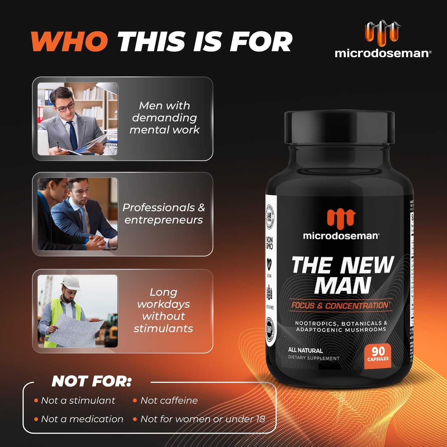 microdoseman The New Man Brain Supplements for Memory and Focus 90 Capsules