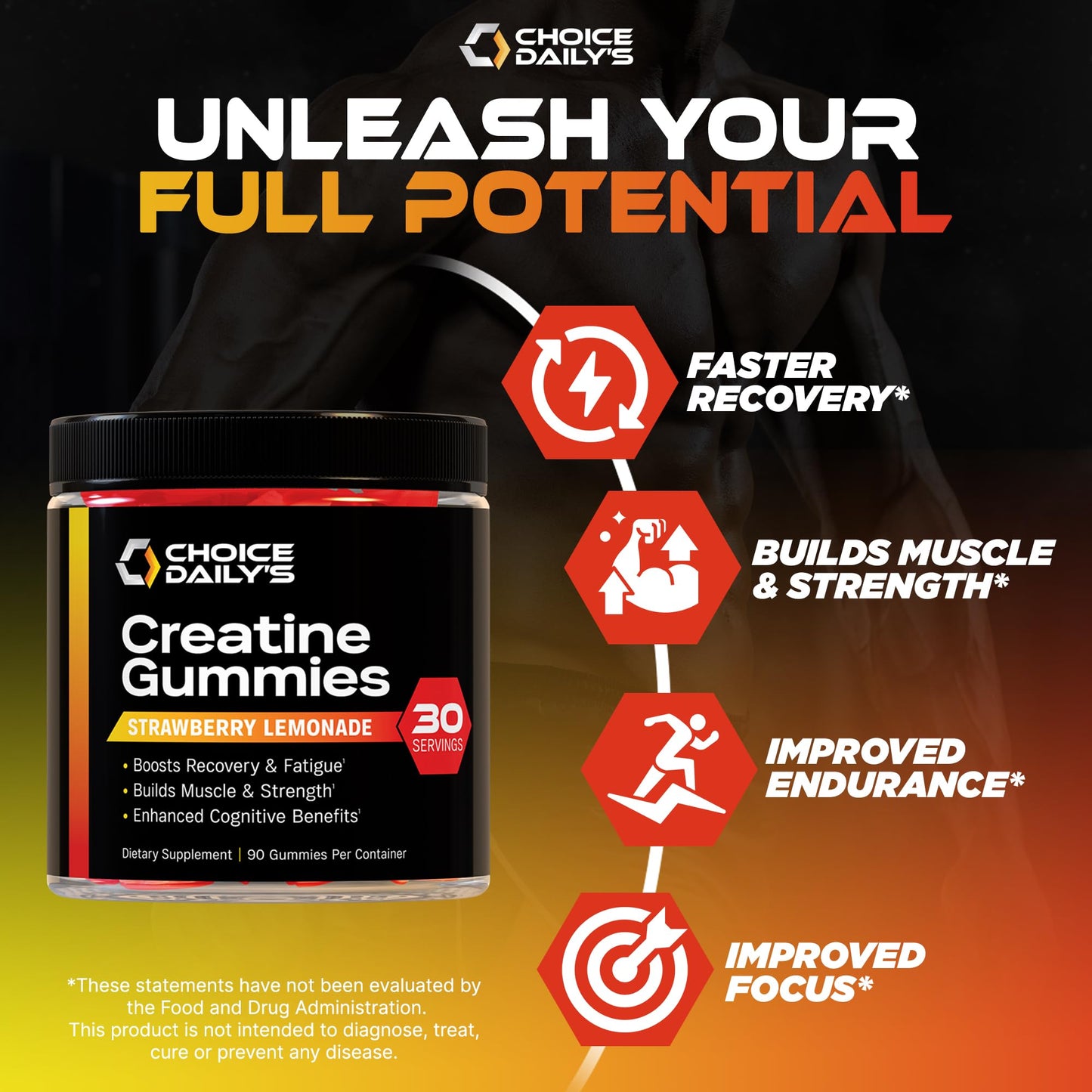 CHOICE DAILY’S Creatine Gummies Gummy, 90 Count