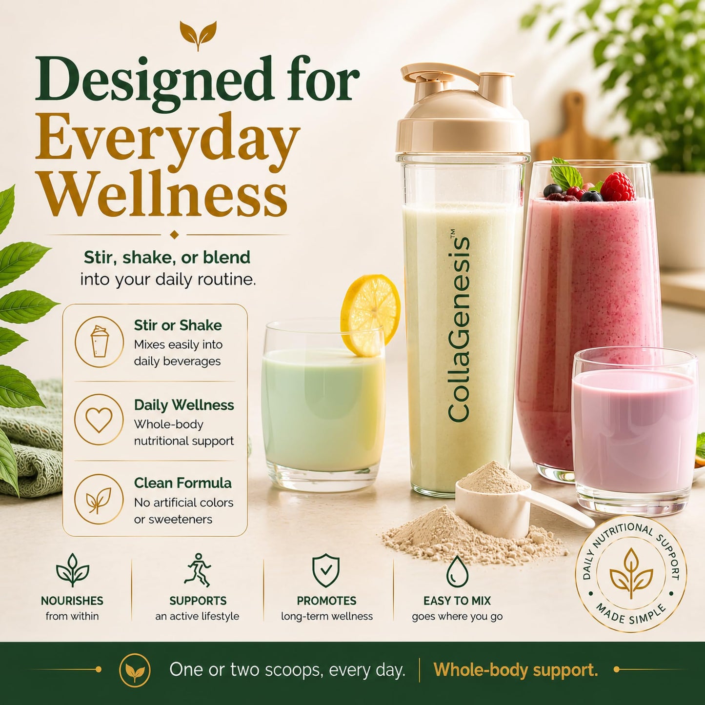 CollaGenesis V Vegan Collagen Support Whole-Body System Biomimetic Vegan Collagen, 25g Protein, MSM & Hyaluronic Acid, Complete Amino Acid Profile, 18 Vitamins & Minerals – Unflavored Powder, 39.5 oz