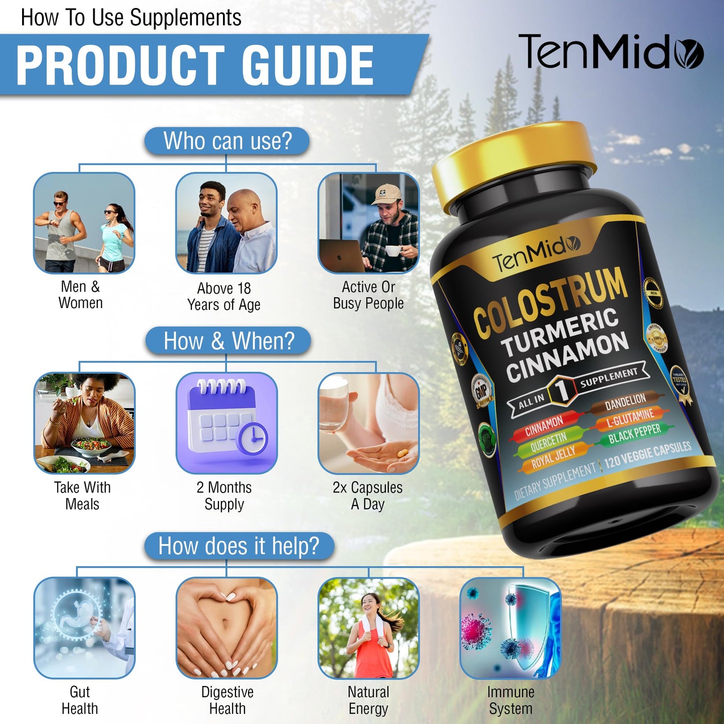 Tenmido Colostrum Supplement Capsule 120 Capsules