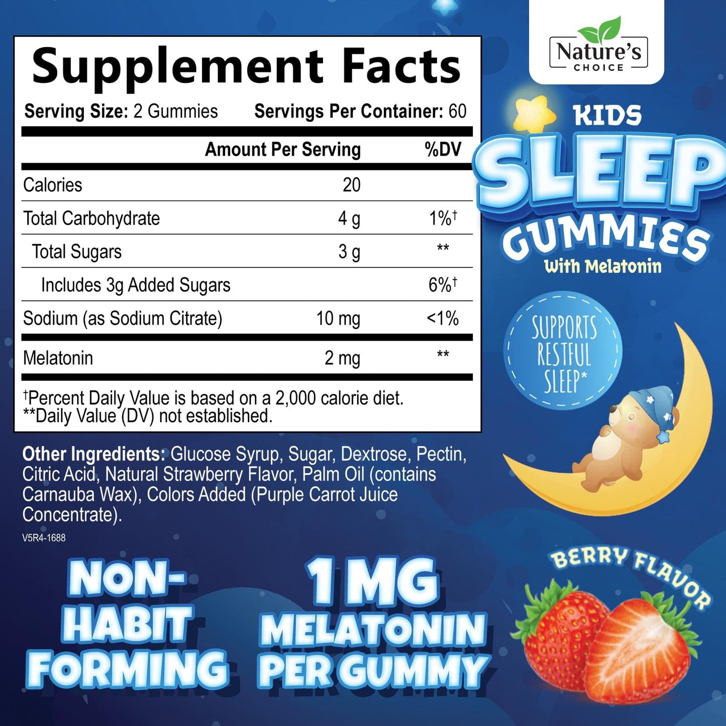 Nature's Choice Kids Melatonin Gummies 2mg Per Serving, 120 Gummies