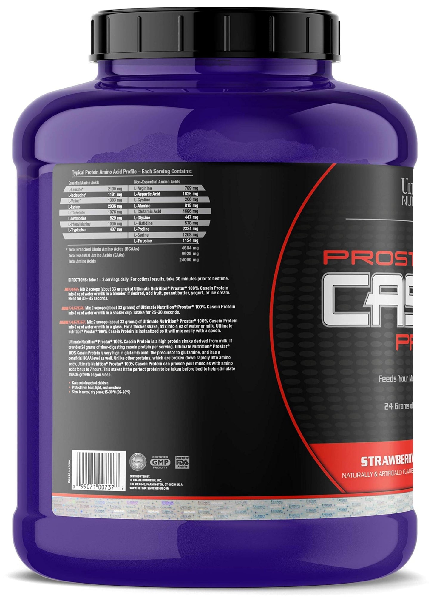 Ultimate Nutrition Prostar Micellar and Hydrolyzed Casein Protein Powder, 5 lb, 80 Servings, Strawberry