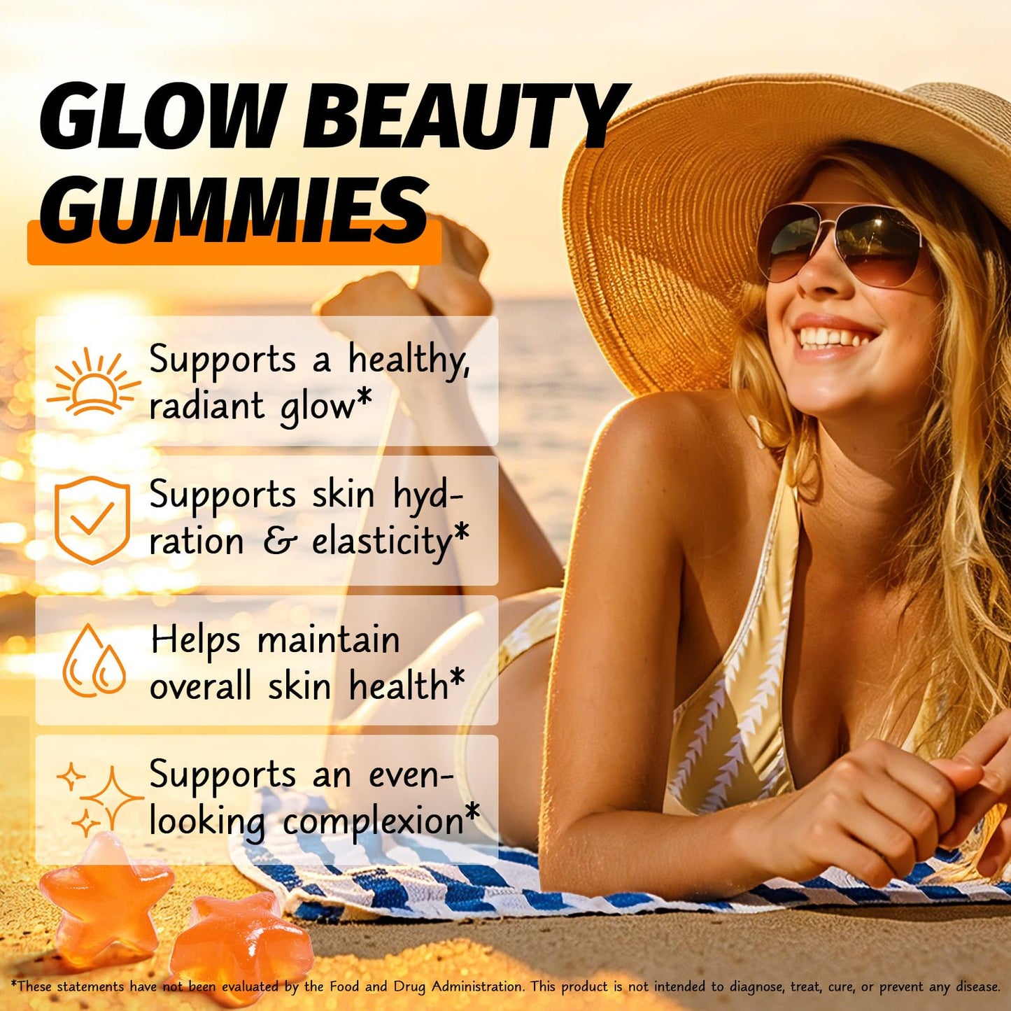 ADSBJUX Tanning Gummies with Astaxanthin 60 Gummies