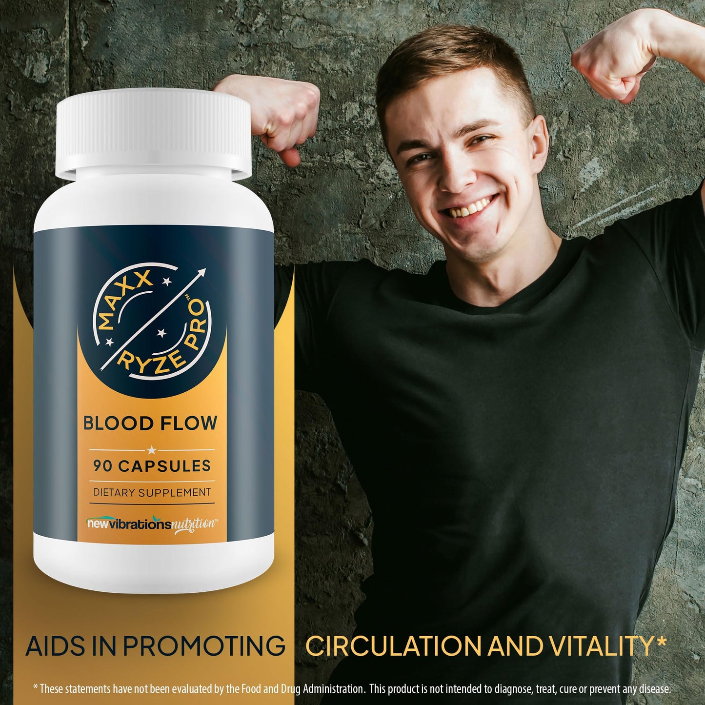 New Vibrations Nutrition Blood Flow Maxx Ryze Pro Capsule, 90 Count