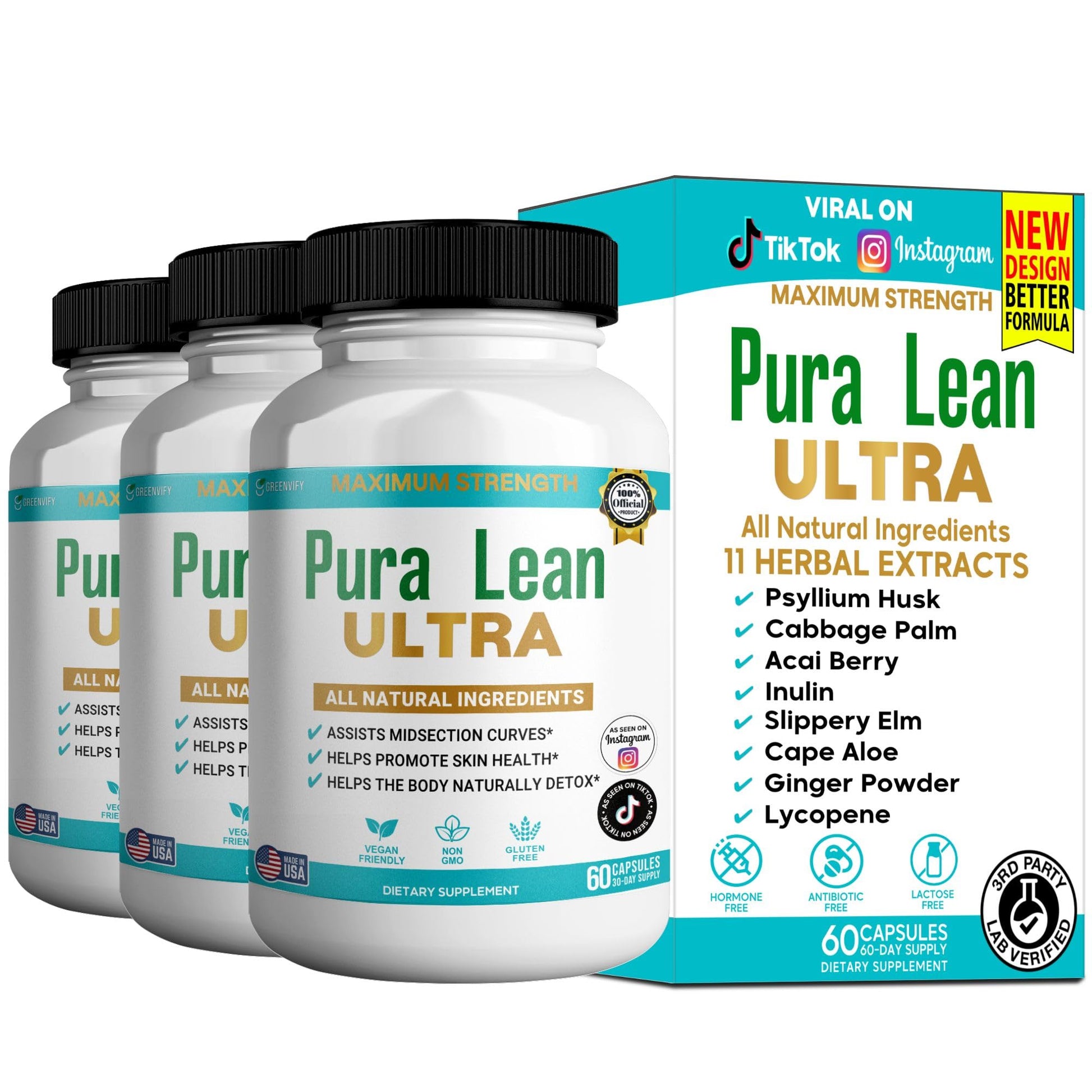 GREENVIFY Pura Lean Ultra Maximum Strength Capsule, 60 Capsules