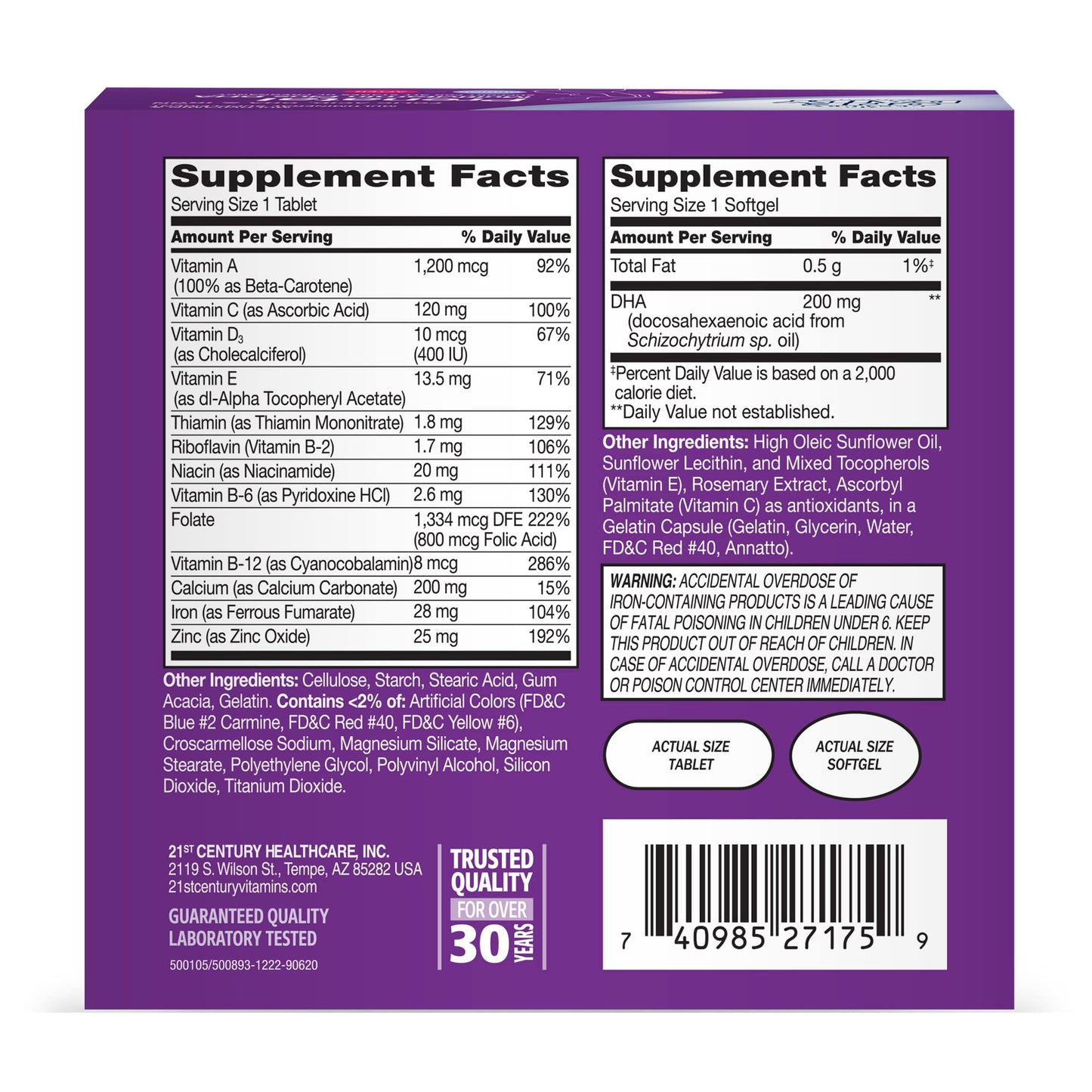 21st Century Prenatal with DHA Tablets 120