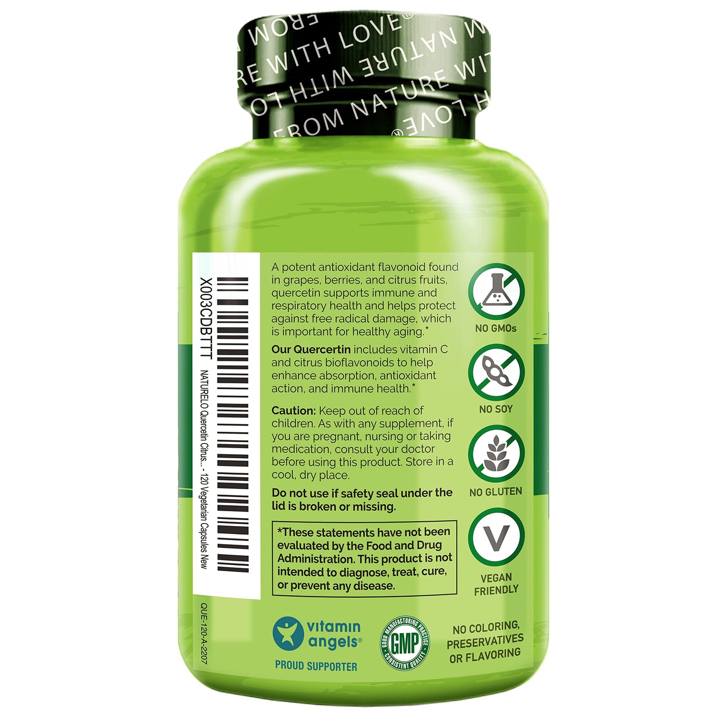 NATURELO Quercetin Citrus Bioflavonoid Complex with Enhanced Absorption Capsules, 120 Count
