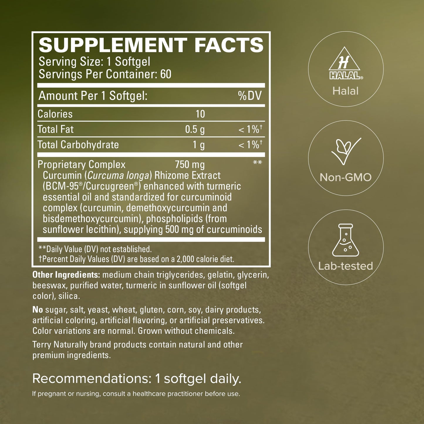 Terry Naturally CuraMed 750 mg BCM-95 Curcumin Supplement Brain, Heart and Liver Health Support High-Potency Turmeric Complex 120 Softgels