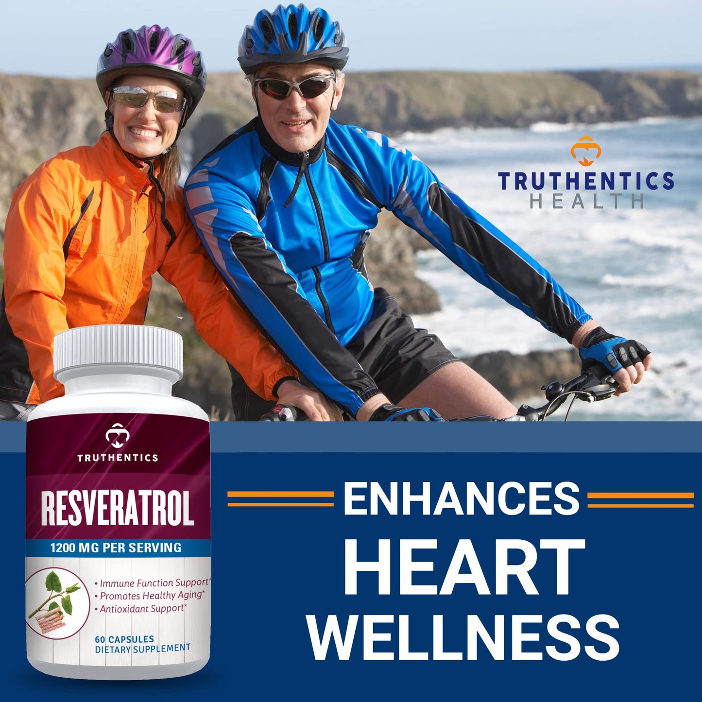 TRUTHENTICS Resveratrol Supplement 60 Capsules