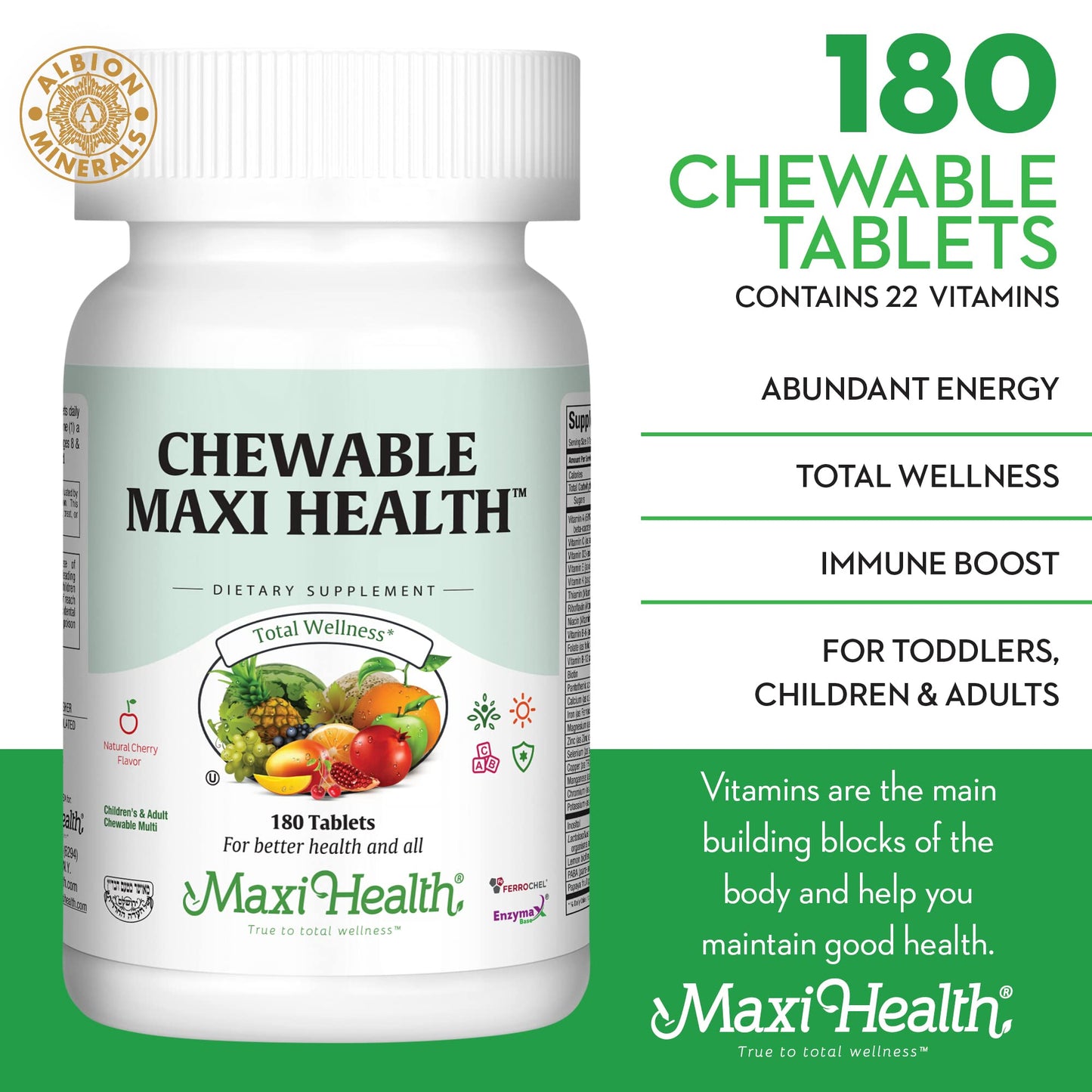 Maxi Health Multivitamin Tablet for Kids, Teens and Adults, 180 Tablets