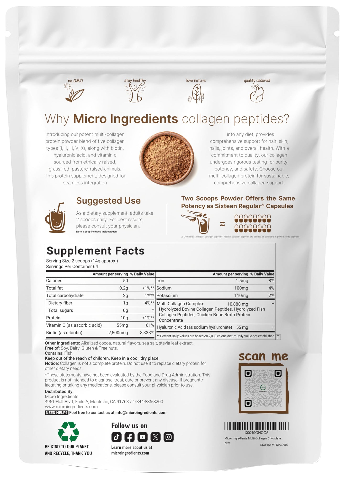 Micro Ingredients Multi Collagen Peptides Powder 32 Servings