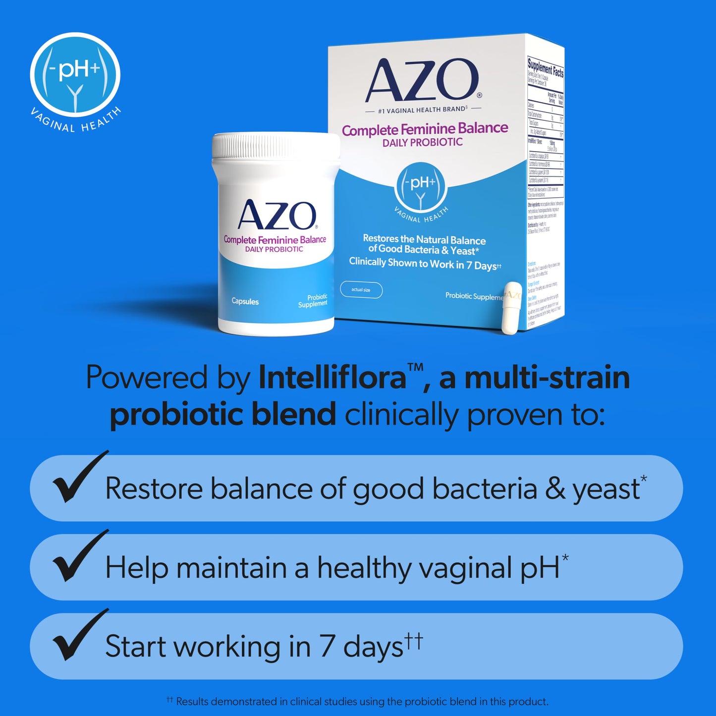 AZO Complete Feminine Balance Daily Vaginal Probiotics for Women Capsules, 30 Count