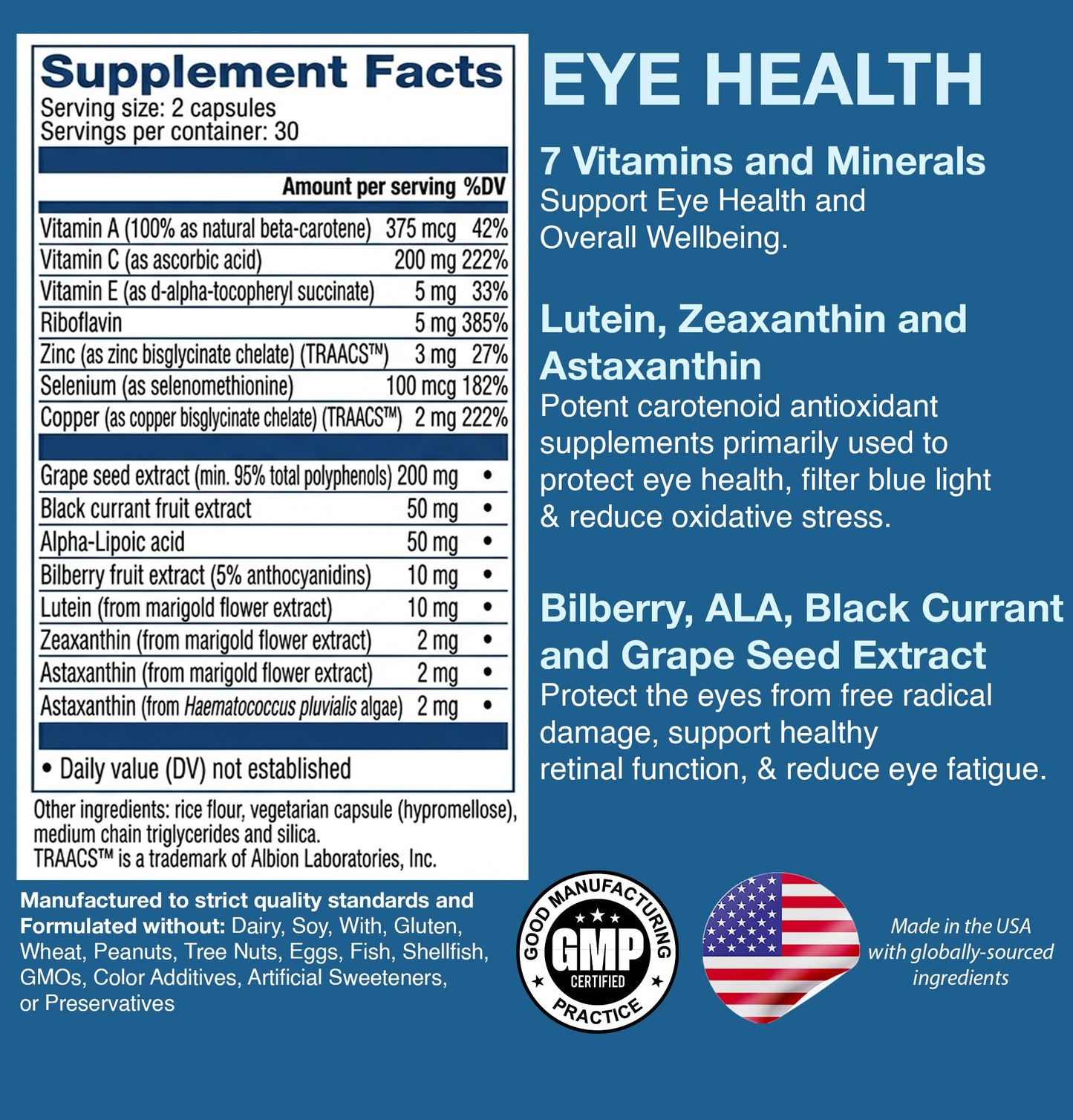 EYE HEALTH ESSENTIALS 14-in-1 Lutein & Zeaxanthin Eye Vitamins Capsules, 60 Count