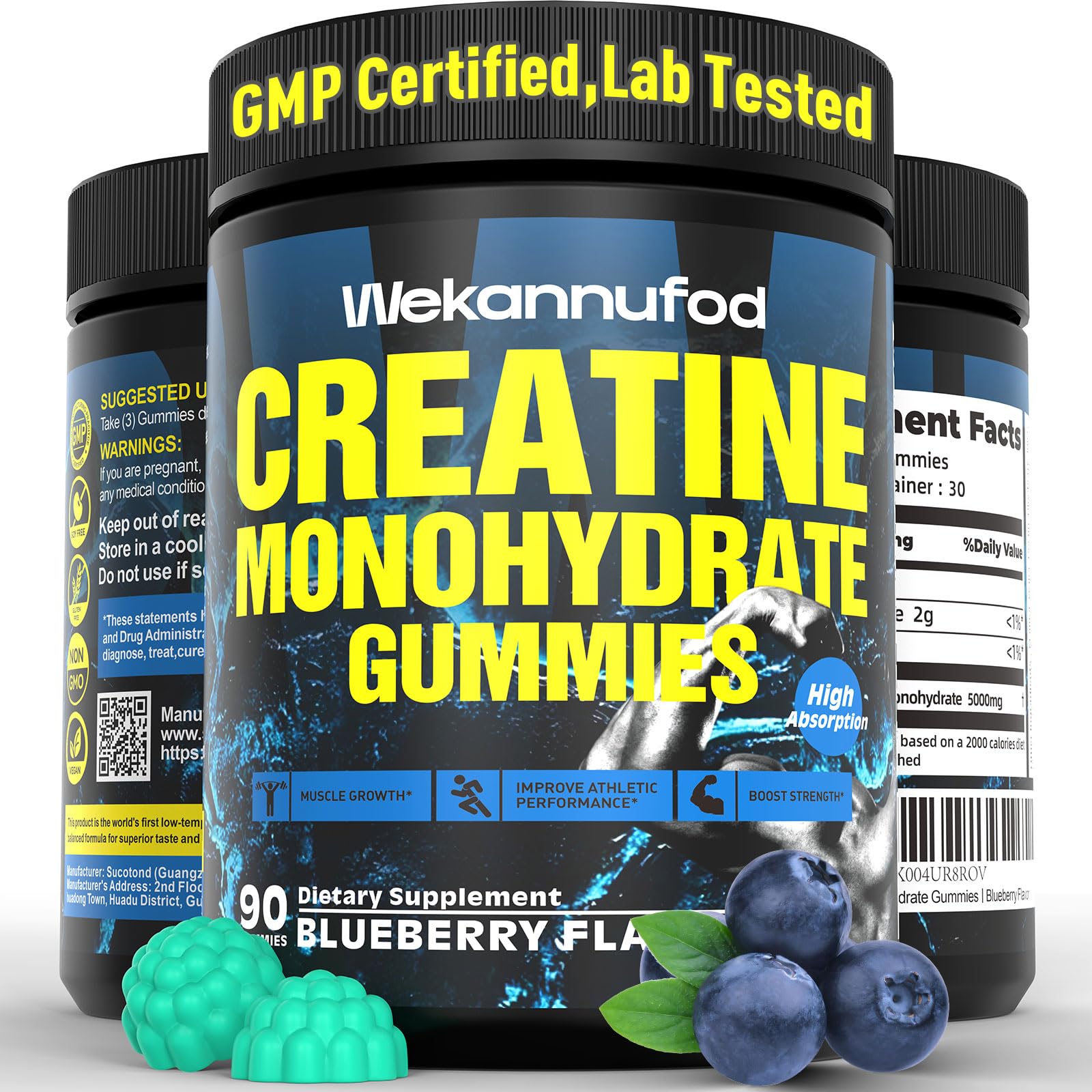 Wekannufod Creatine Monohydrate Gummies 90 ct