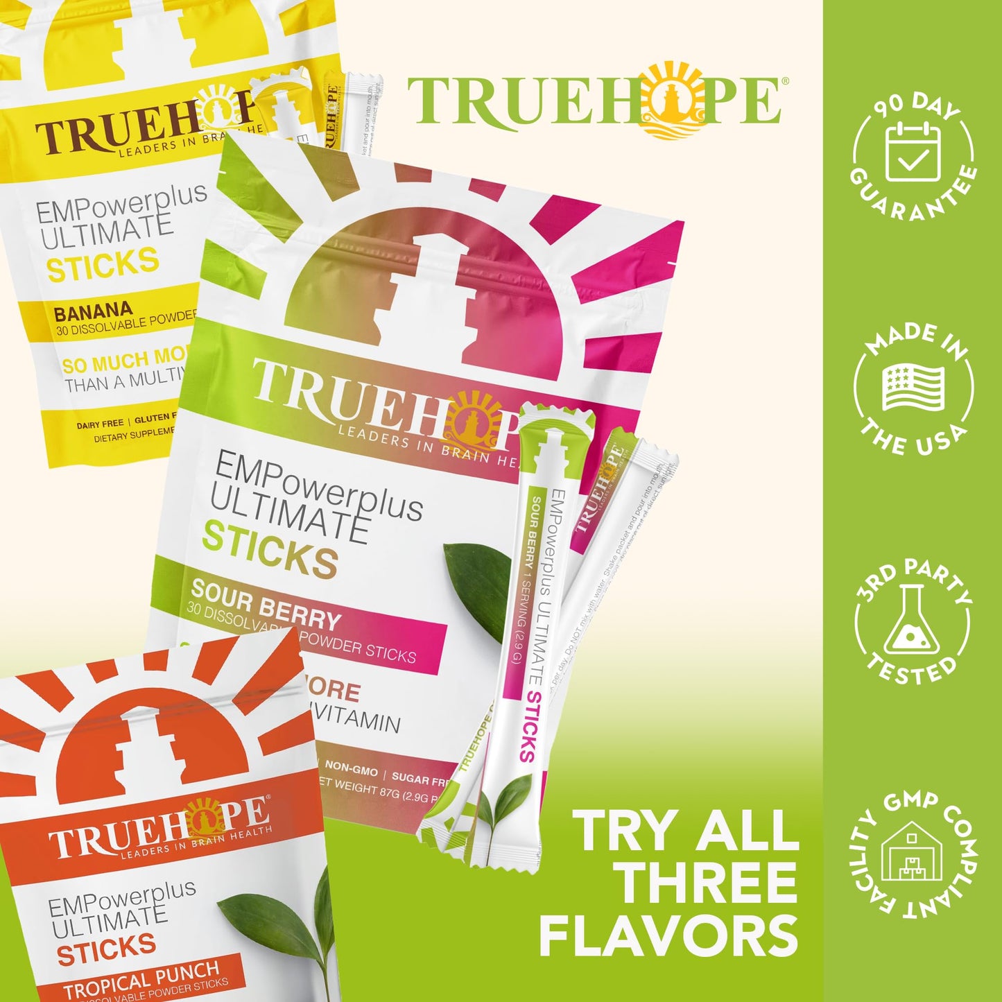 Truehope Multivitamin Nootropic Pouches with Inositol - Once-Per-Day EMPowerplus Ultimate Sticks Powder, 30 Count