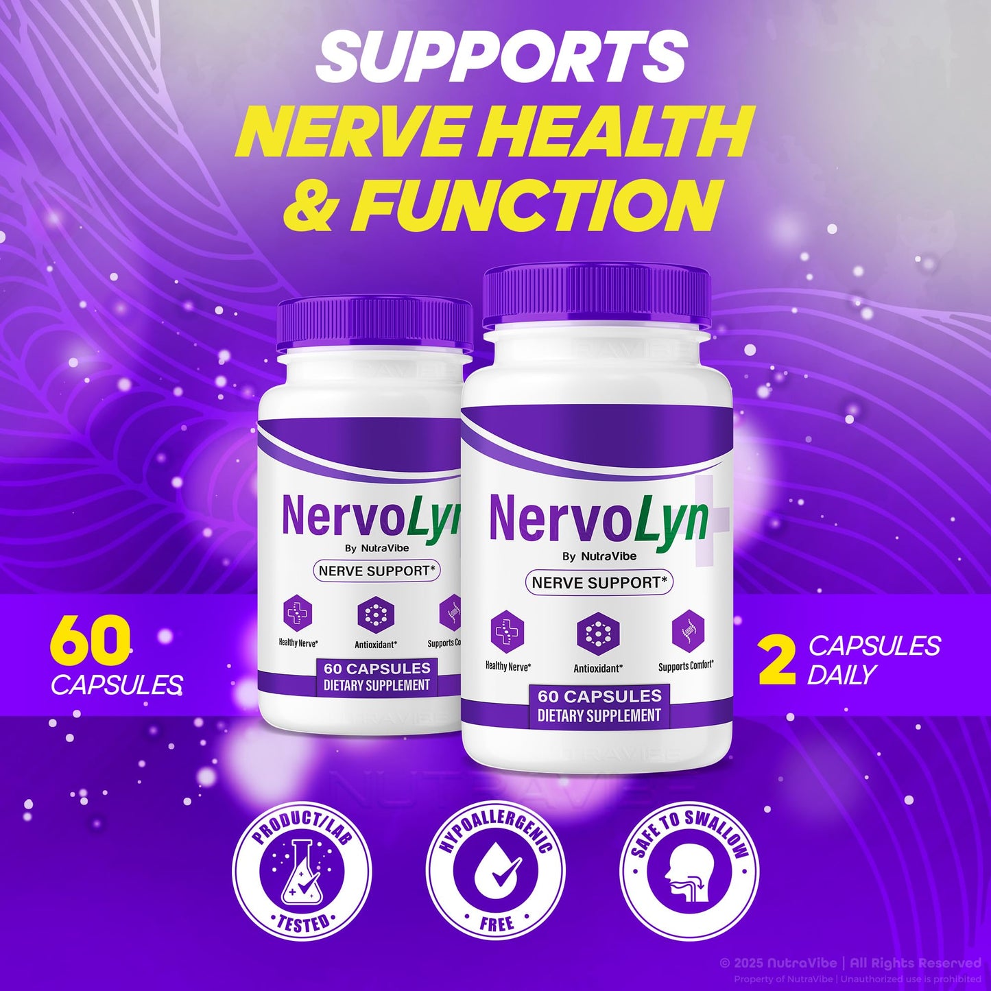 NutraVibe NervoLyn Advanced Nerve Support Supplement 60 Capsules