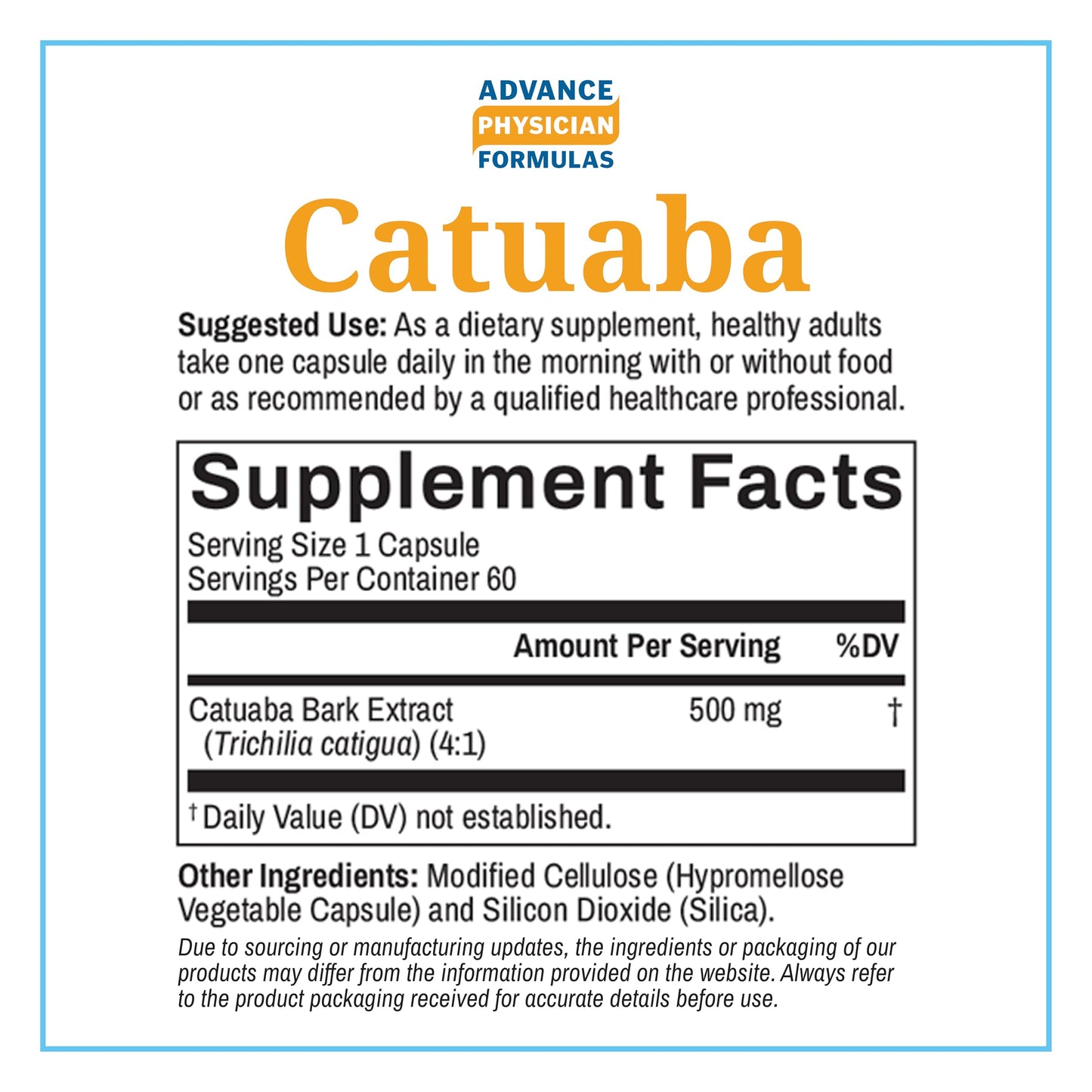 Advance Physician Formulas Catuaba 500 mg Capsules, 60 Count