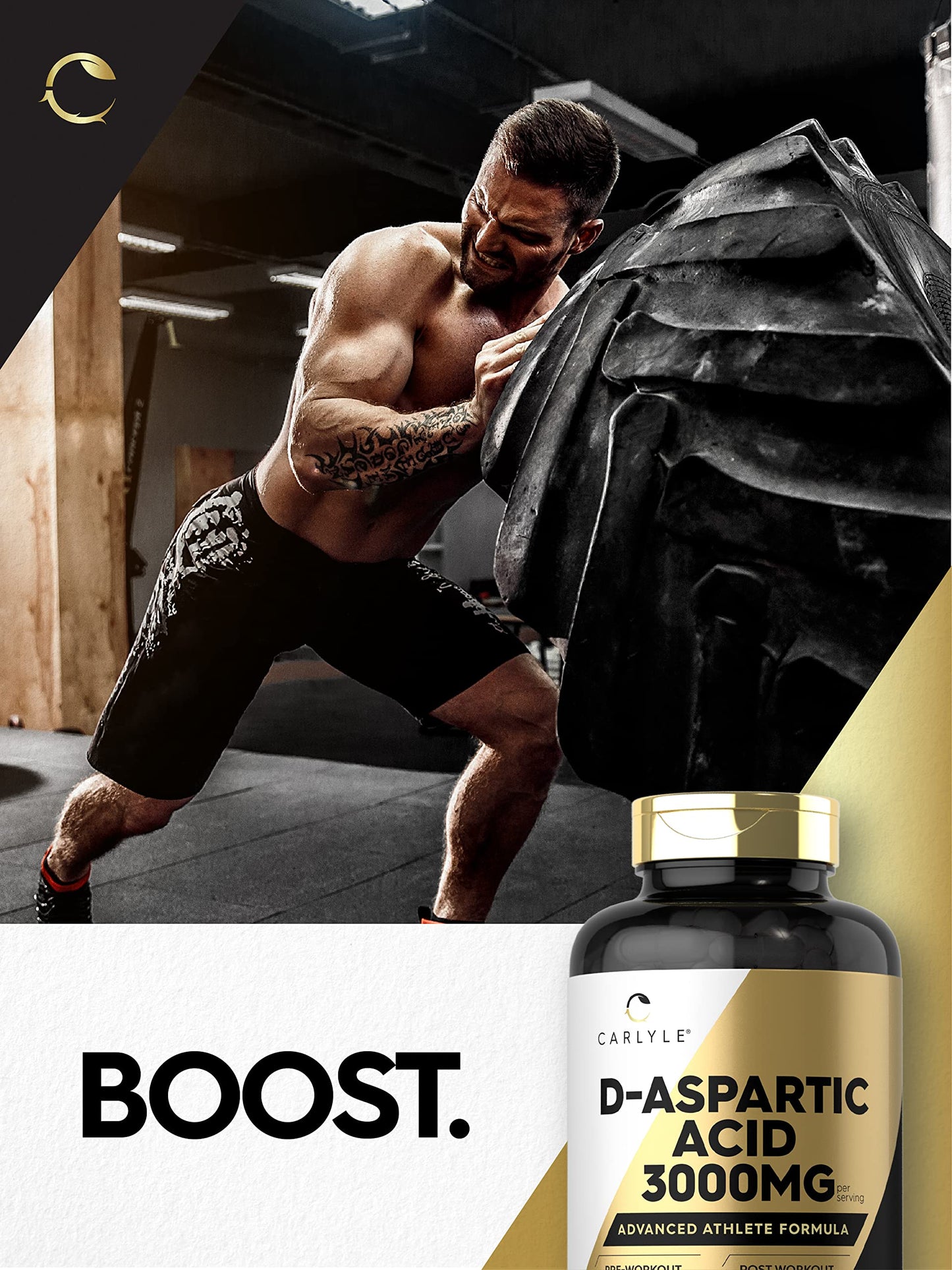 Carlyle D Aspartic Acid 3000mg Capsules 180 Count