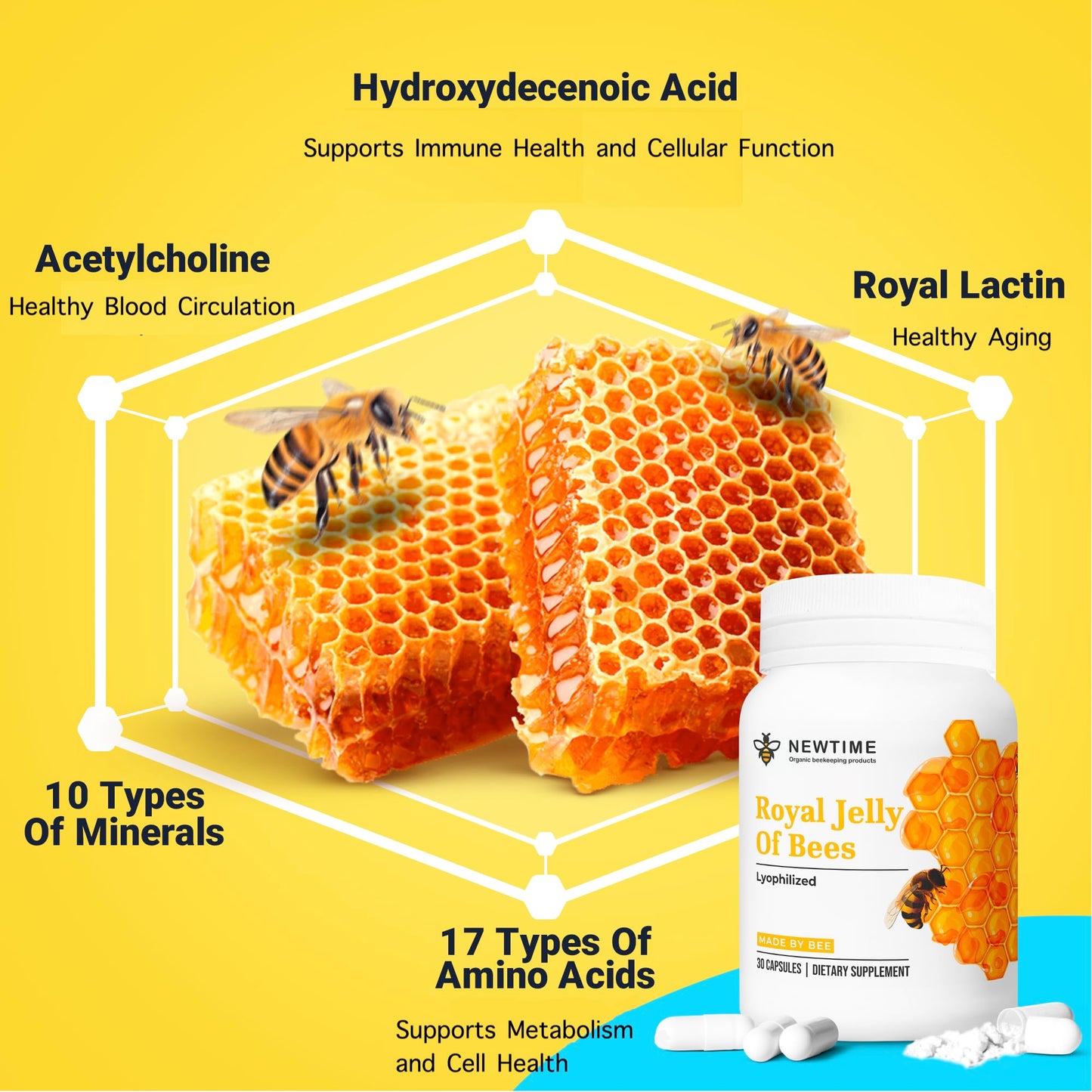 New Time Organic Beekeeping Products Organic Royal Jelly Capsules Capsule 30 Count