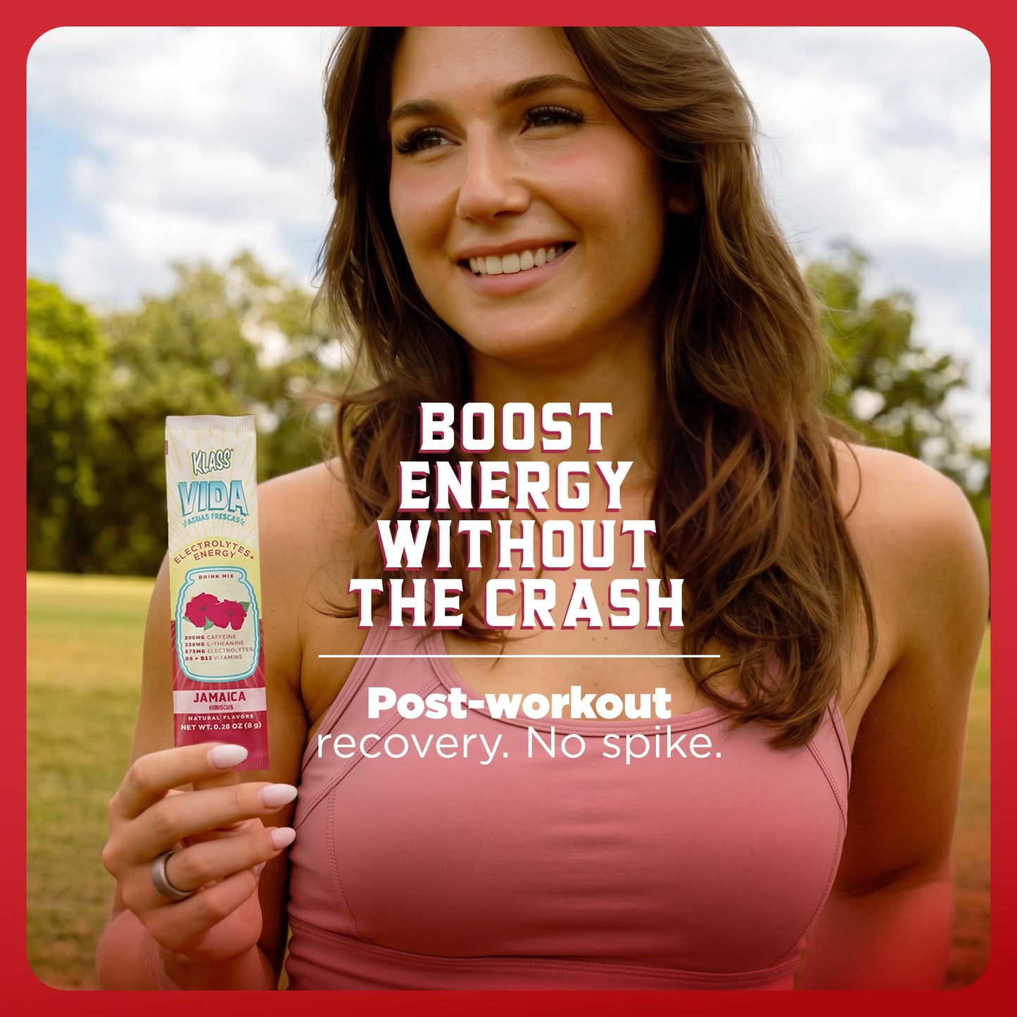 KLASS VIDA Energy + Hydration Hibiscus Electrolytes Powder, 4.23 oz