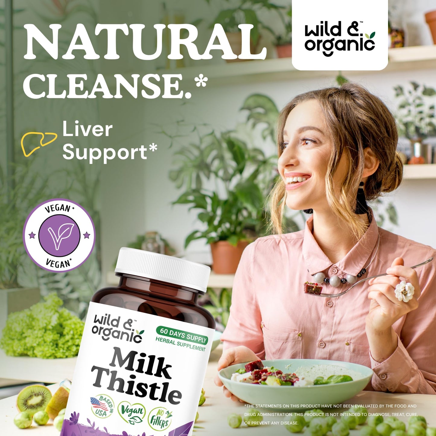 Wild & Organic Milk Thistle 1000mg Capsules, 120 Count