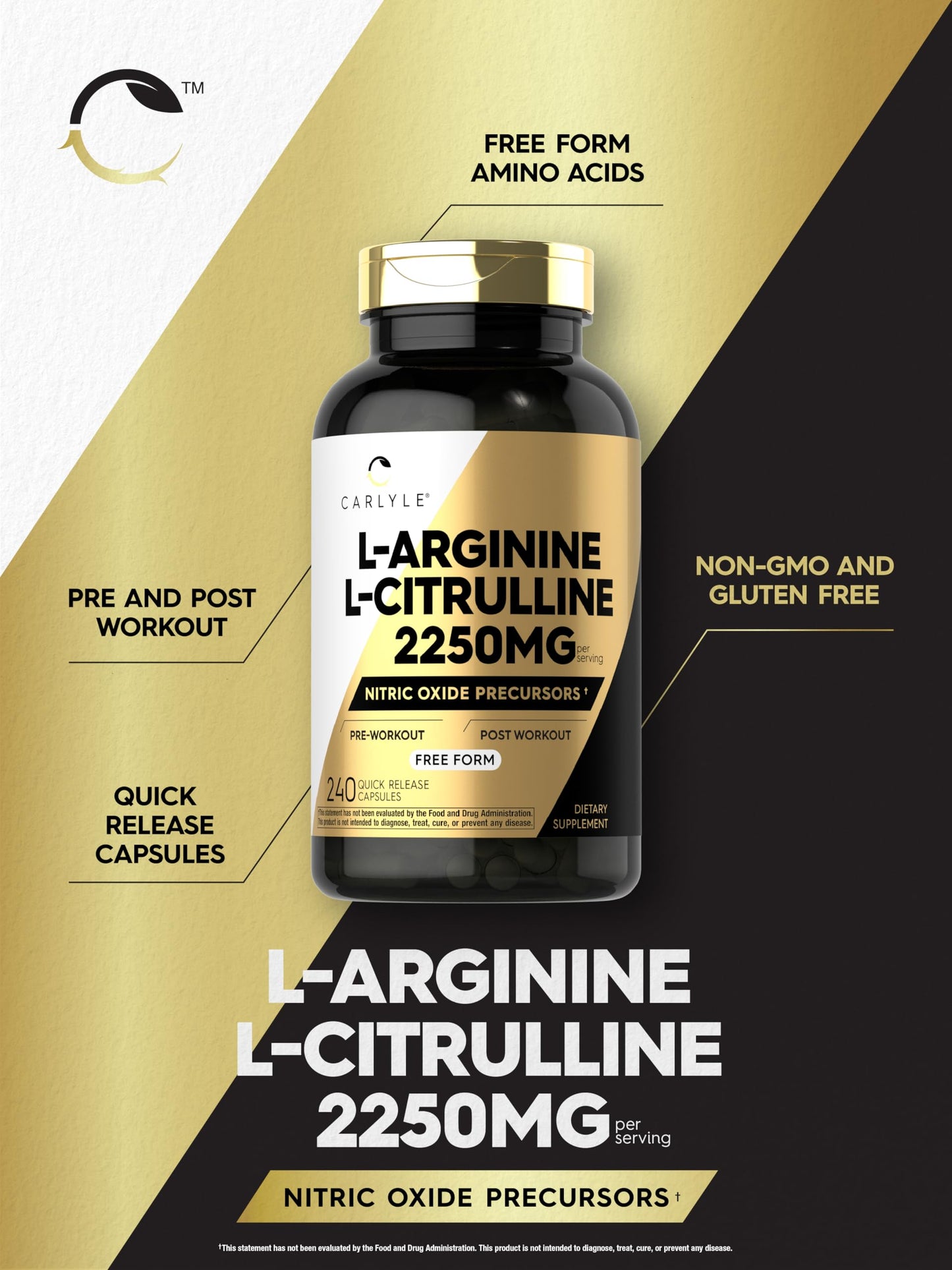 Carlyle L-Arginine L-Citrulline Supplement Capsule, 240 Capsules