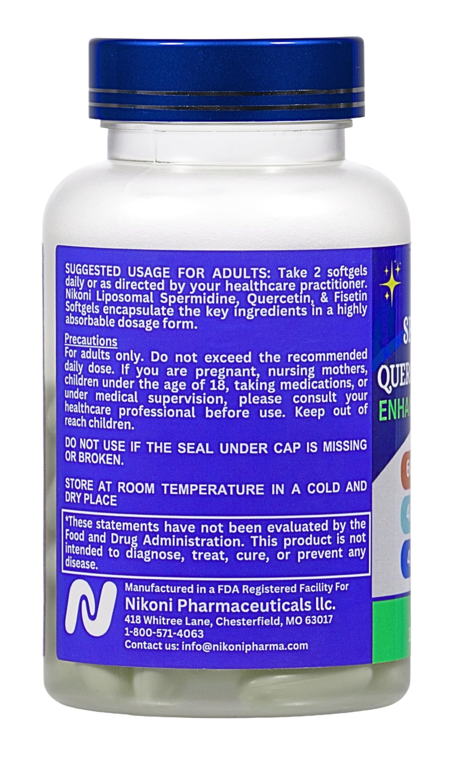 Nikoni Liposomal Spermidine, Quercetin, Fisetin 860mg Supplement for Healthy Aging, Cellular Renewal, Cognitive Function 60 Softgels