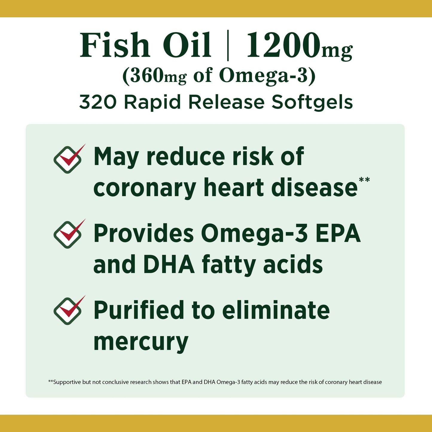 Nature's Bounty Fish Oil Softgel 1200 mg, 320 Count