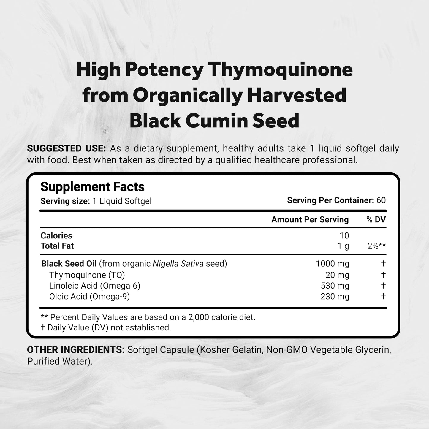 Naturalis Cold Pressed Black Seed Oil 1000mg Softgels, 60 Count