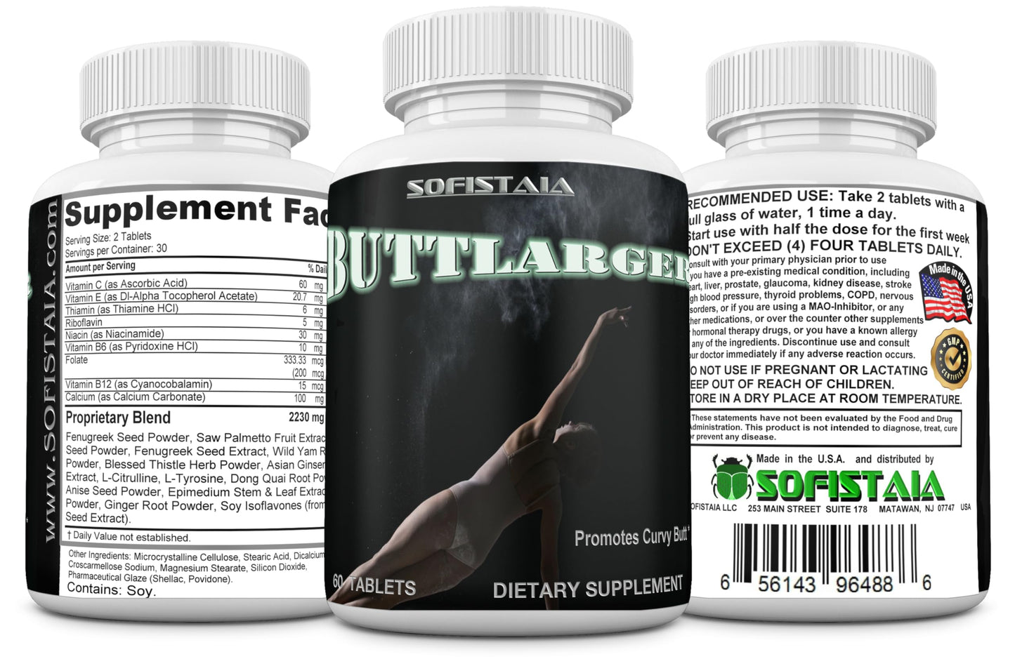 BEAUTIFYEM Sofistaia ButtLarger Natural Enhancement Supplement Tablet, 60 Tablets